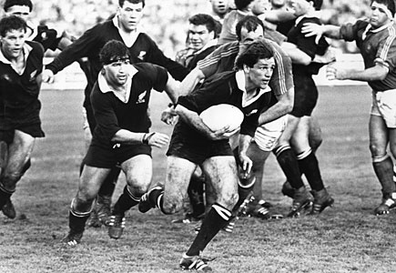 David Kirk makes a break during the 1987 Rugby World Cup final. Photo / NZME