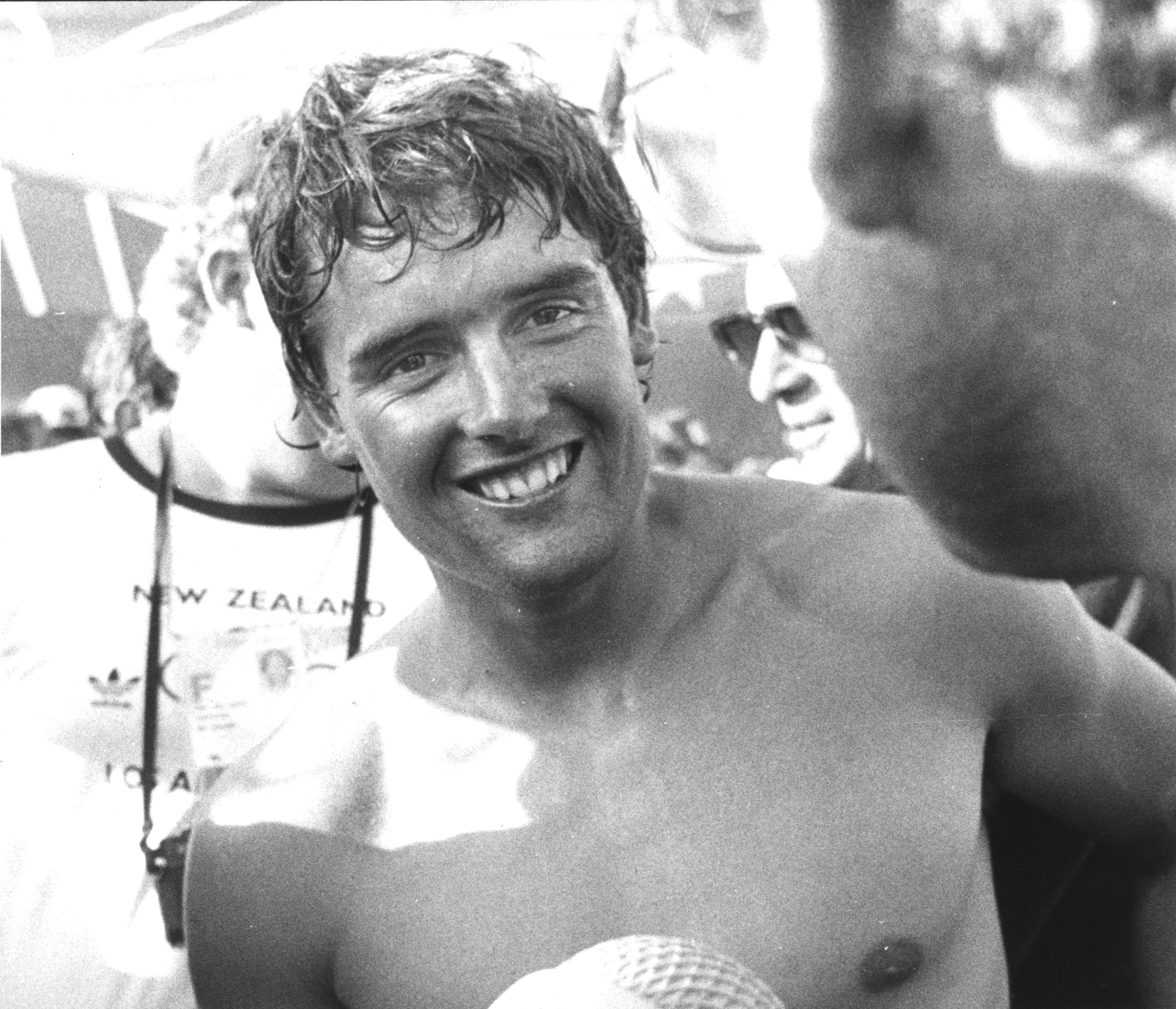 Russell Coutts after winning his gold medal at the Los Angeles Olympics in 1984.