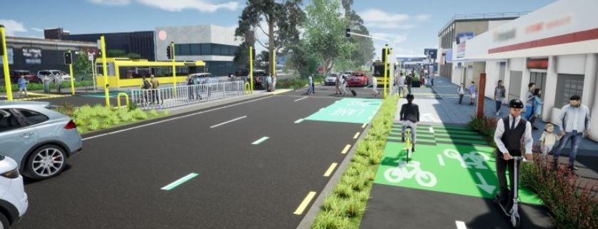 An image from Tauranga City Council as to what Stage 1 of its Cameron Rd upgrade look like when work is finished. Image / TCC