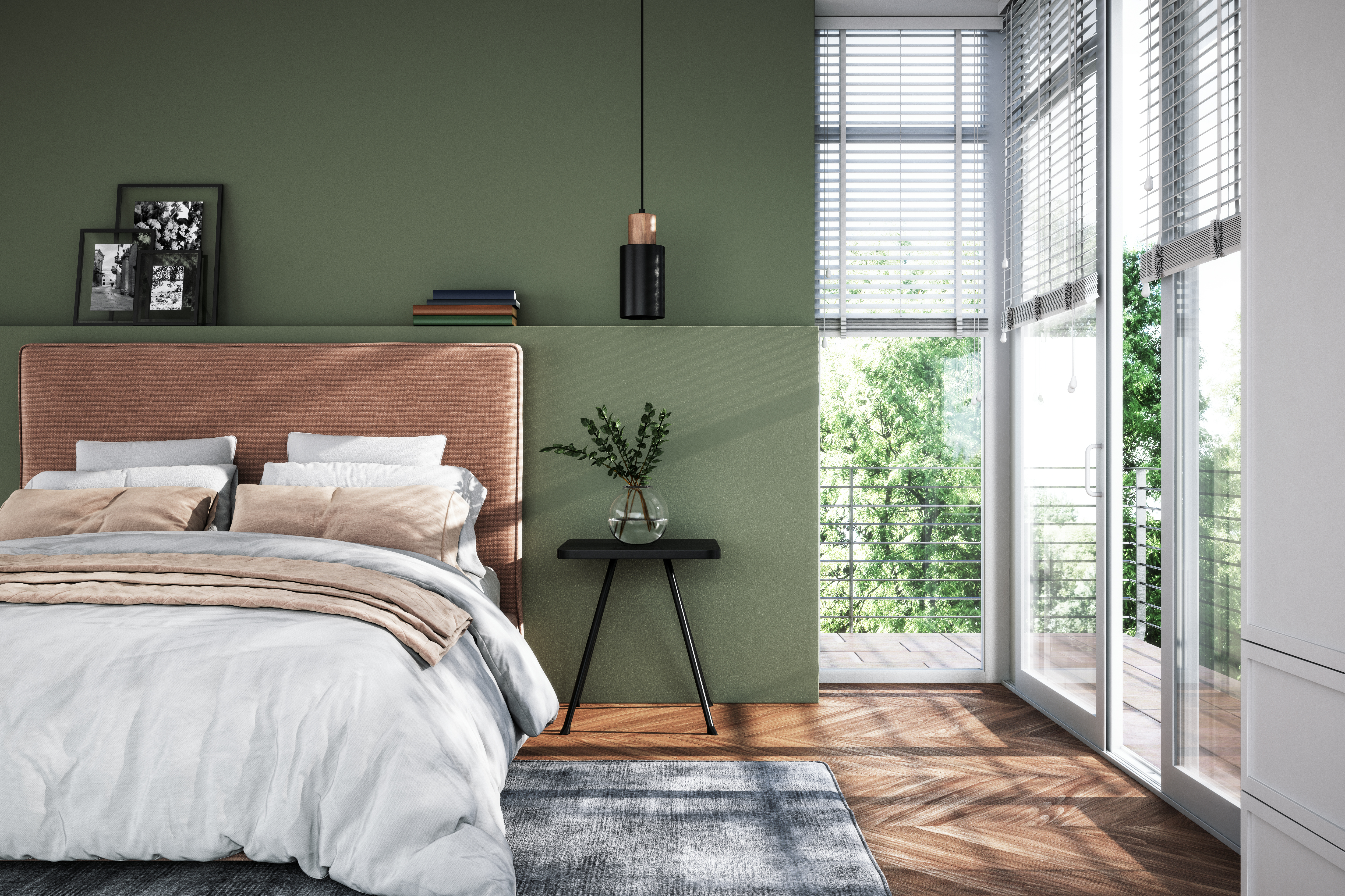 Tranquil colours create a restful bedroom. Photo / Getty Images