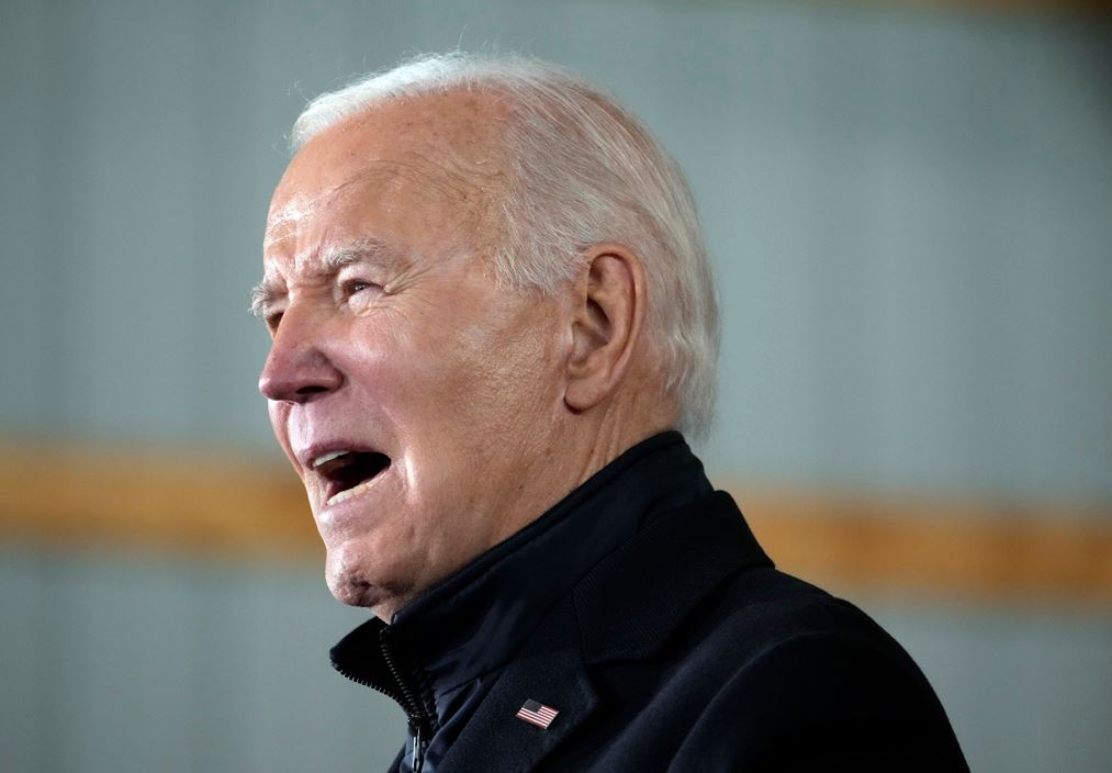 President Joe Biden speaks at Dutch Creek Farms in Northfield, Minnesota on Wednesday. Photo / AP