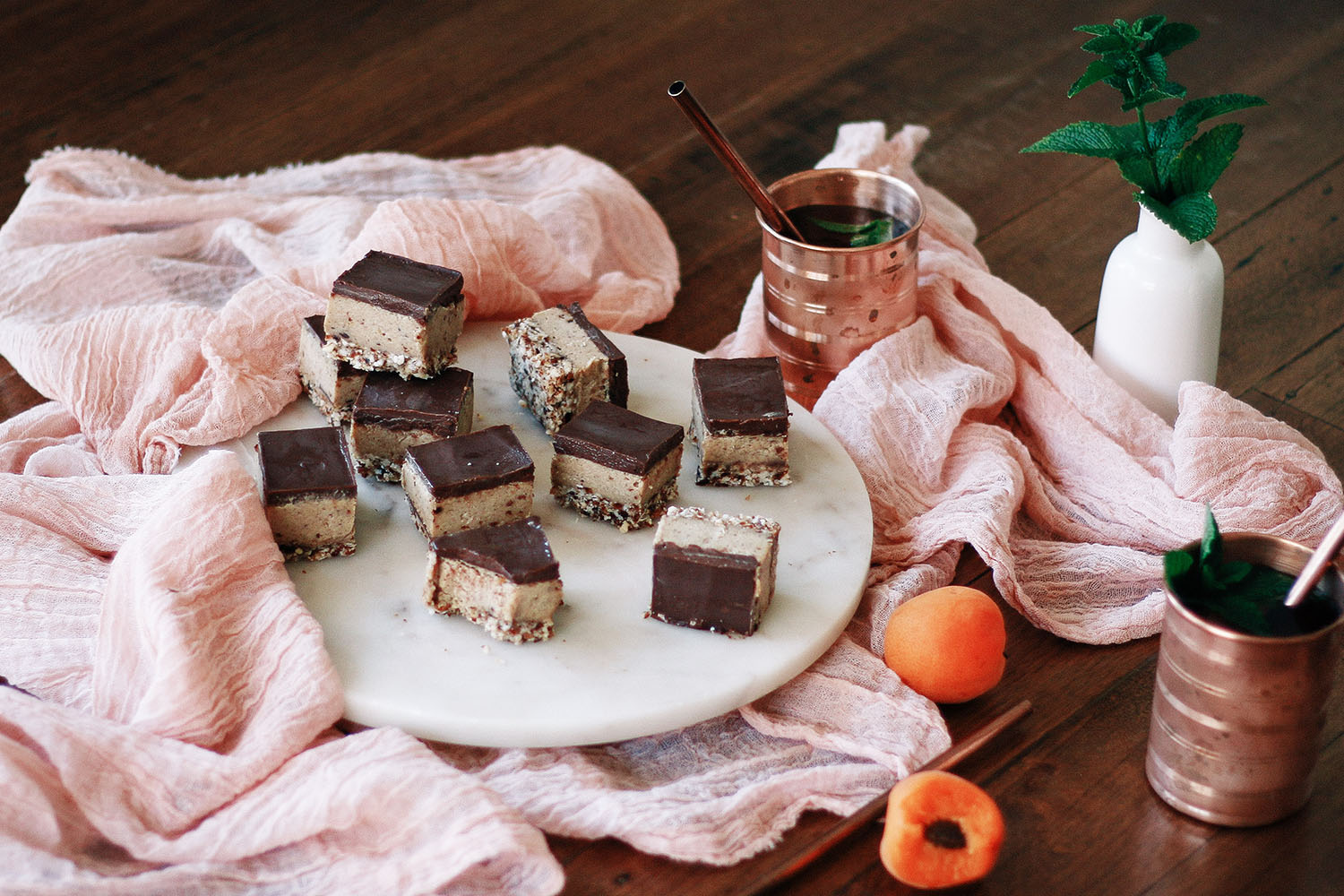 A deliciously buttery biscuit base and silky, rich filling are key to this raw almond butter slice. Photo / Julz Glover