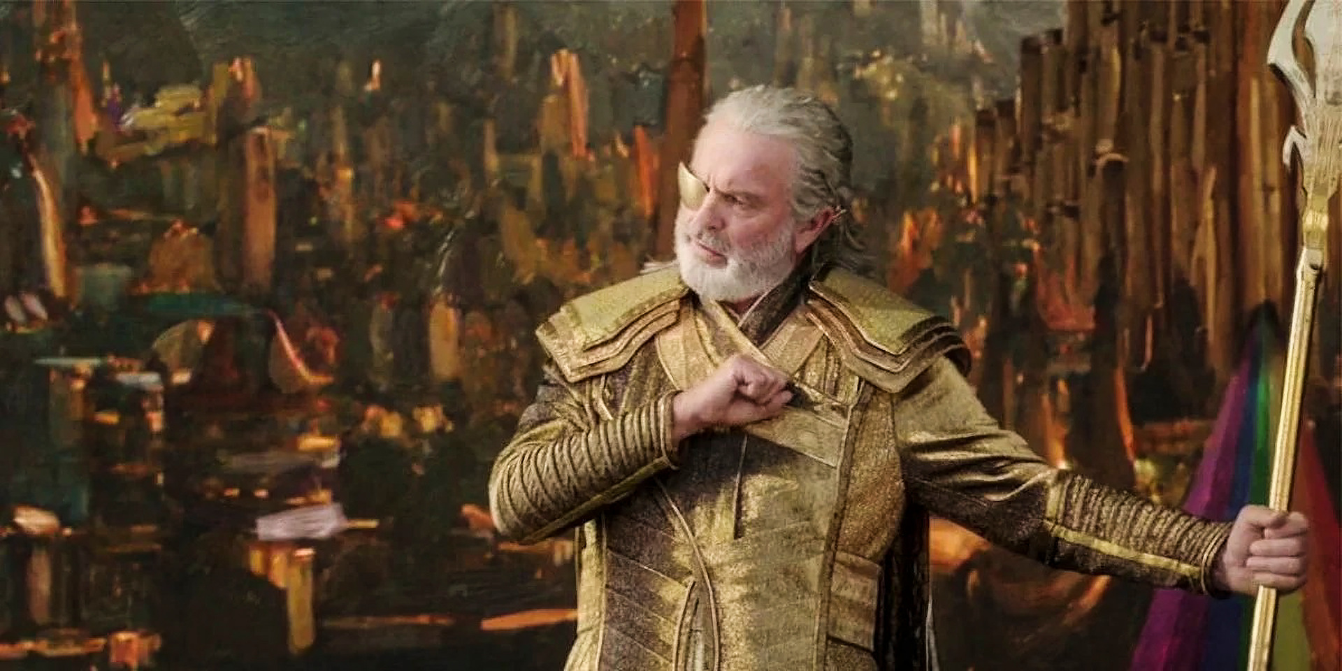 Neill leans into his cameo role in Taika Waititi's Thor: Ragnarok. He returned in 2022 for the sequel, Love and Thunder.