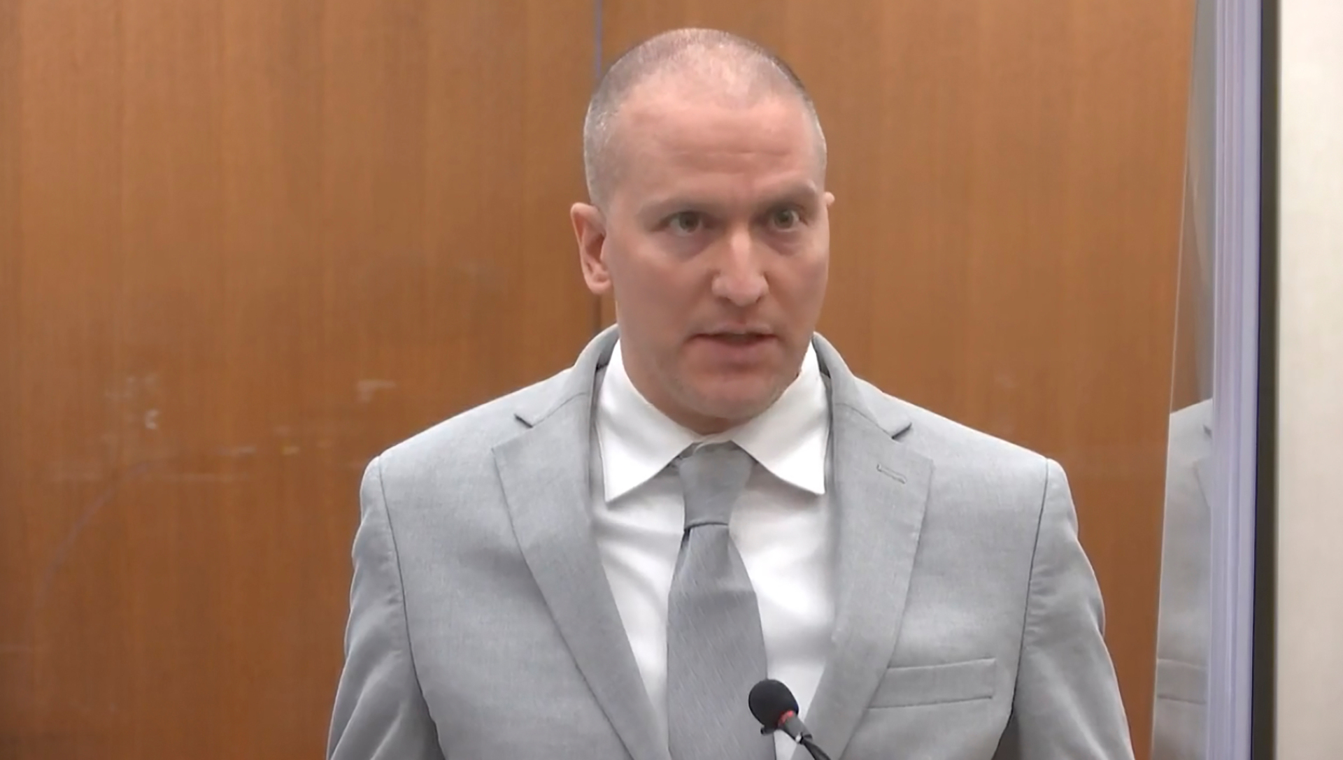 Former Minneapolis police Officer Derek Chauvin addresses the court before his sentencing. It is the first time Chauvin has spoken. Photo / via AP