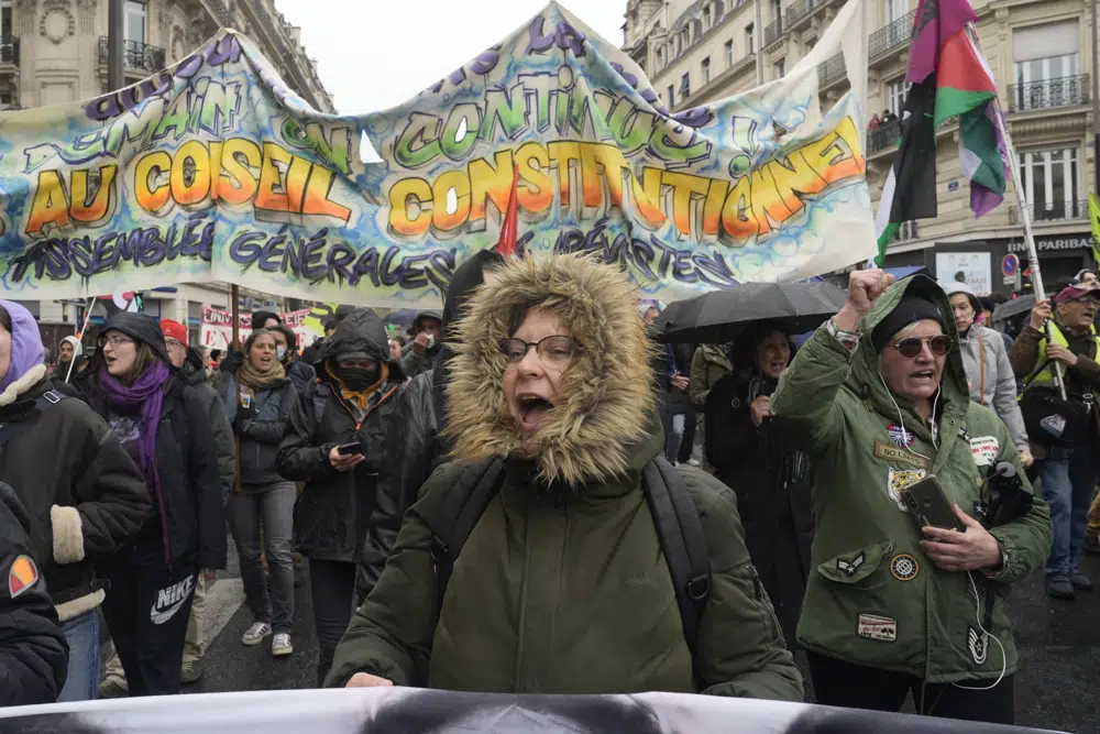 The President's drive to increase the retirement age from 62 to 64 has provoked months of labour strikes and protests. Photo / AP