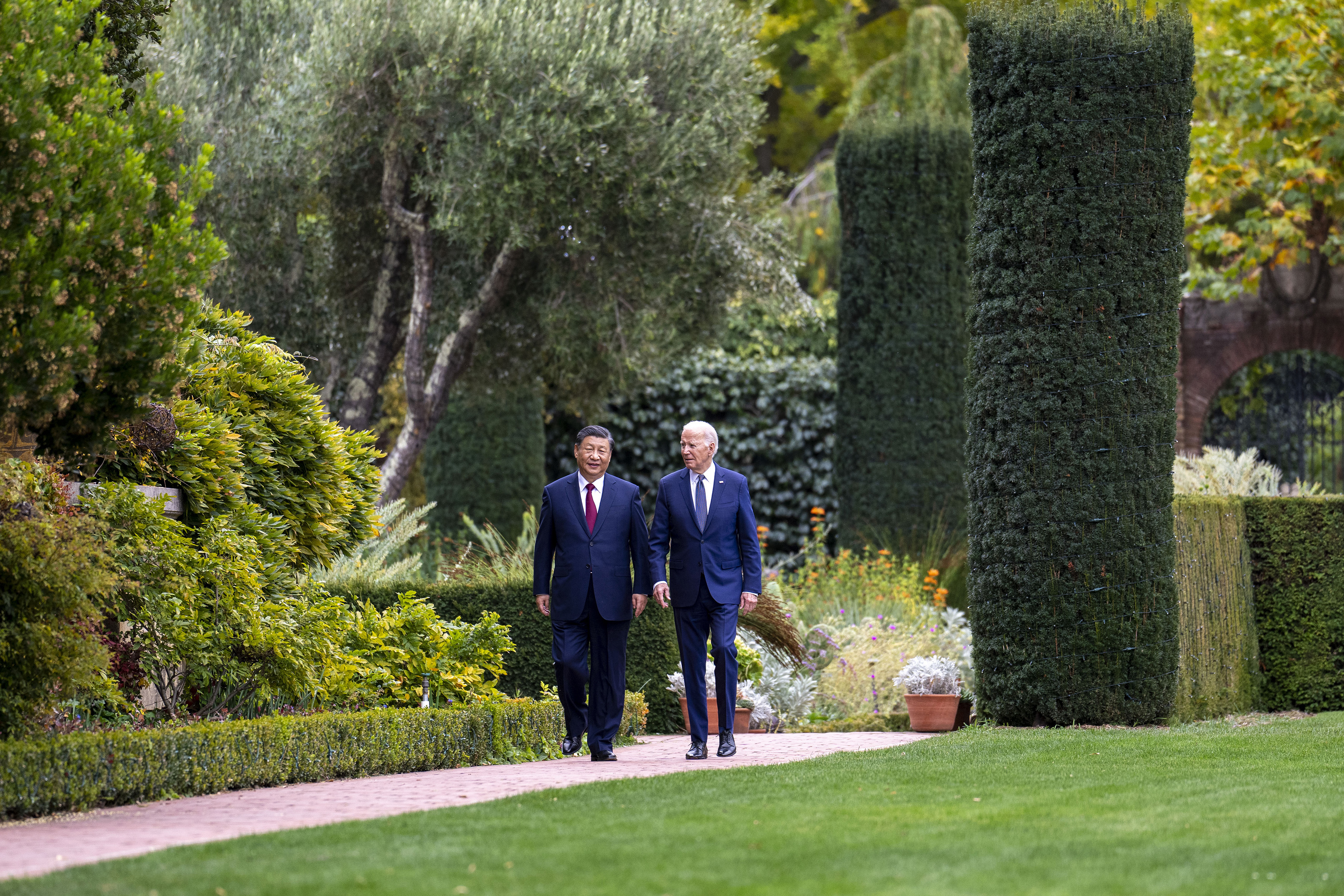 Chinese President Xi Jinping and US President Joe Biden in Woodside, California on November 15, 2023. Beijing has agreed to discuss countering the flow of fentanyl to the US. Photo / Doug Mills, The New York Times