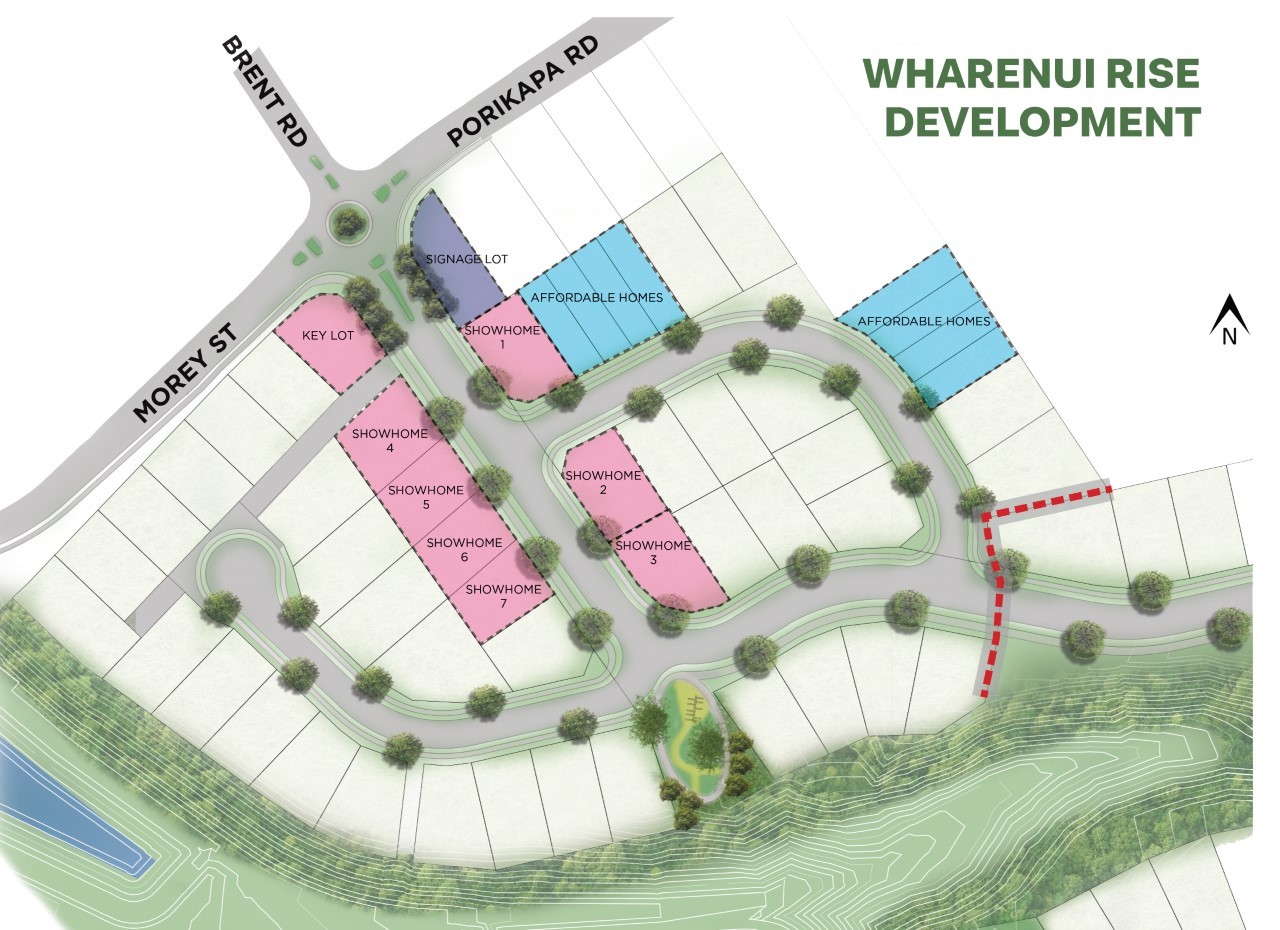 The Wharenui Rise development in Owhata will incorporate a mix of affordable and general market homes. Photo / supplied 
