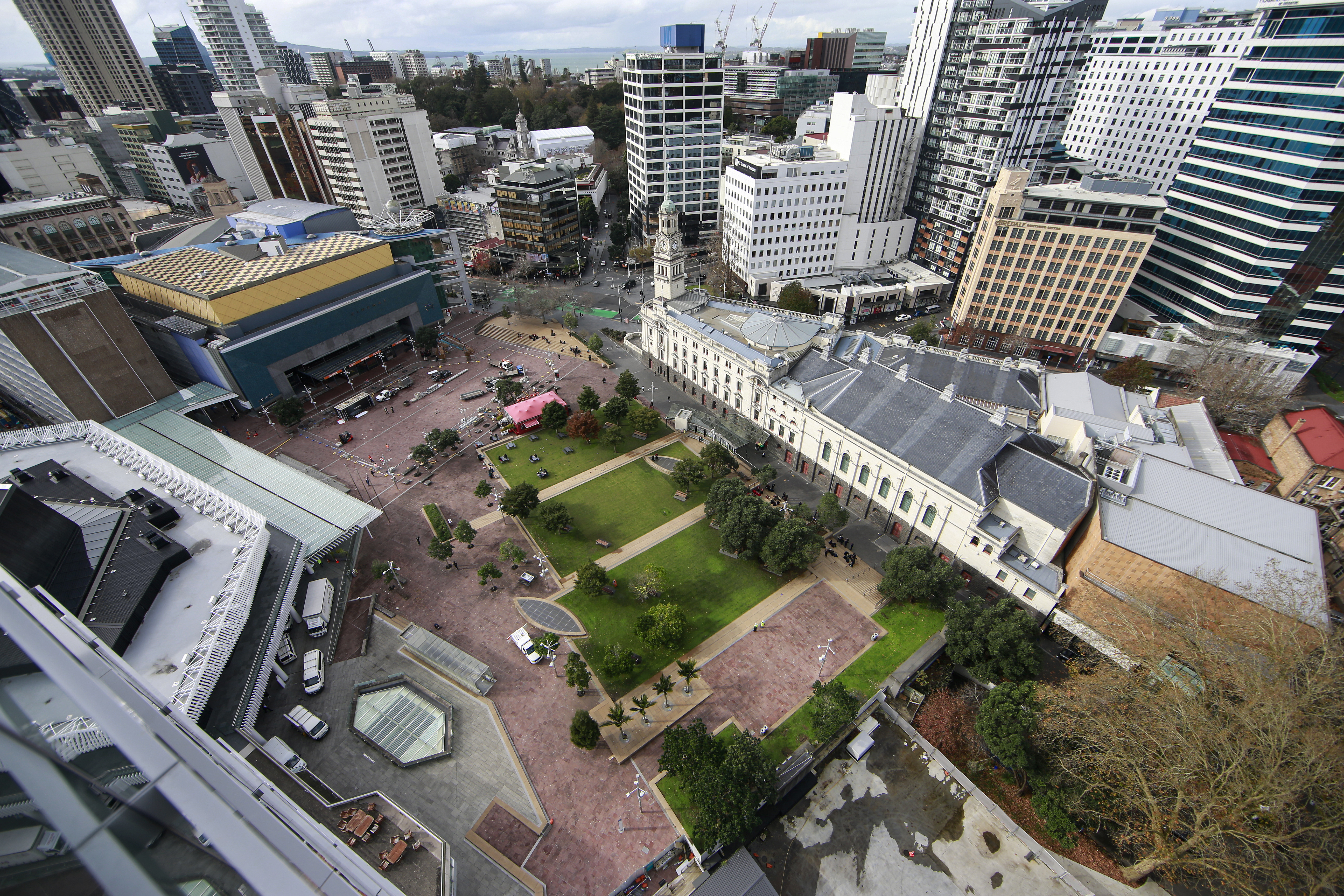 Looking out from the level 18 penthouse at The CAB, Aotea Square. Photo / Alex Burton