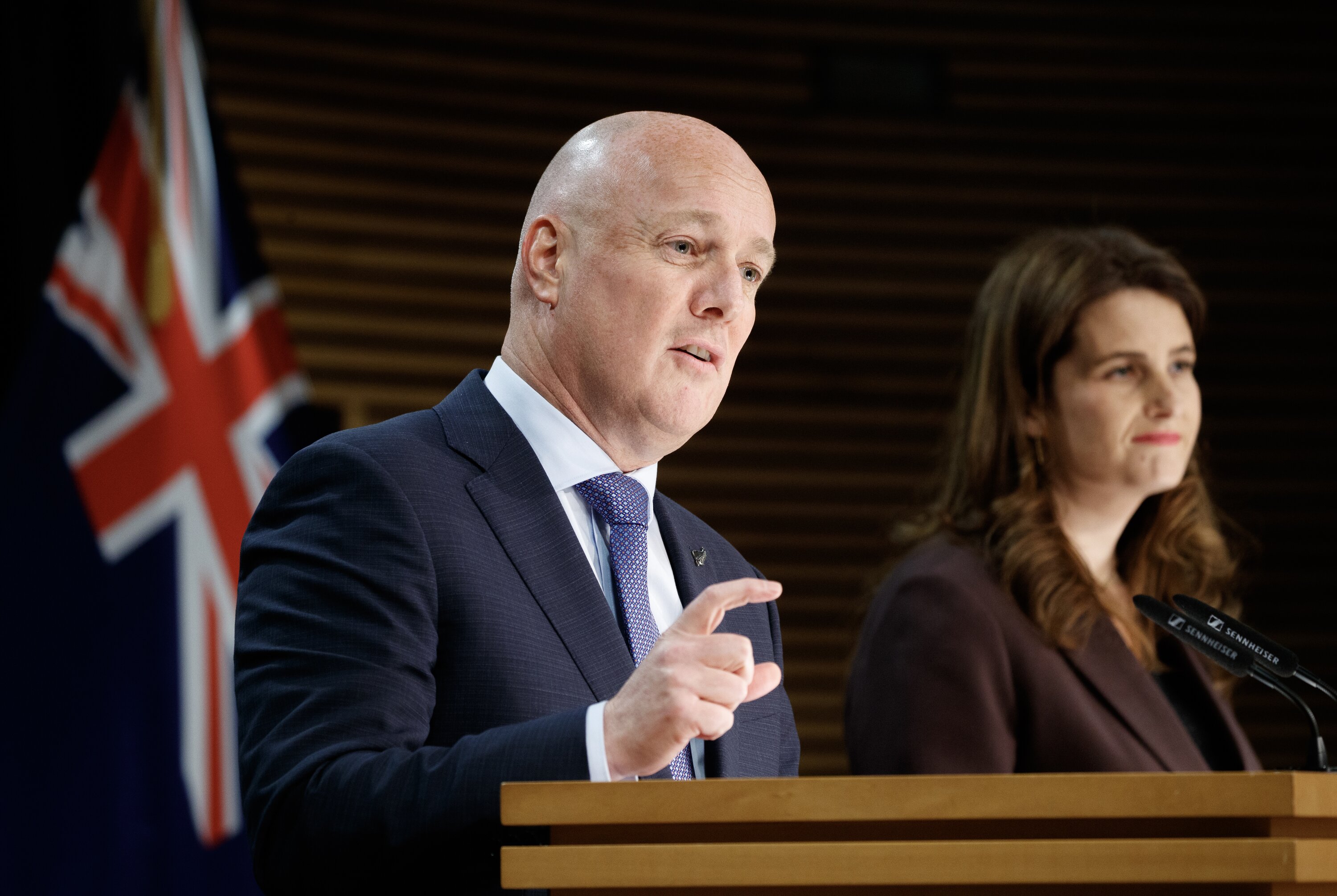 Prime Minister Christopher Luxon, who says he wants Social Investment to be in the Government's 'bloodstream', and Social Investment Minister Nicola Willis. Photo / Mark Mitchell