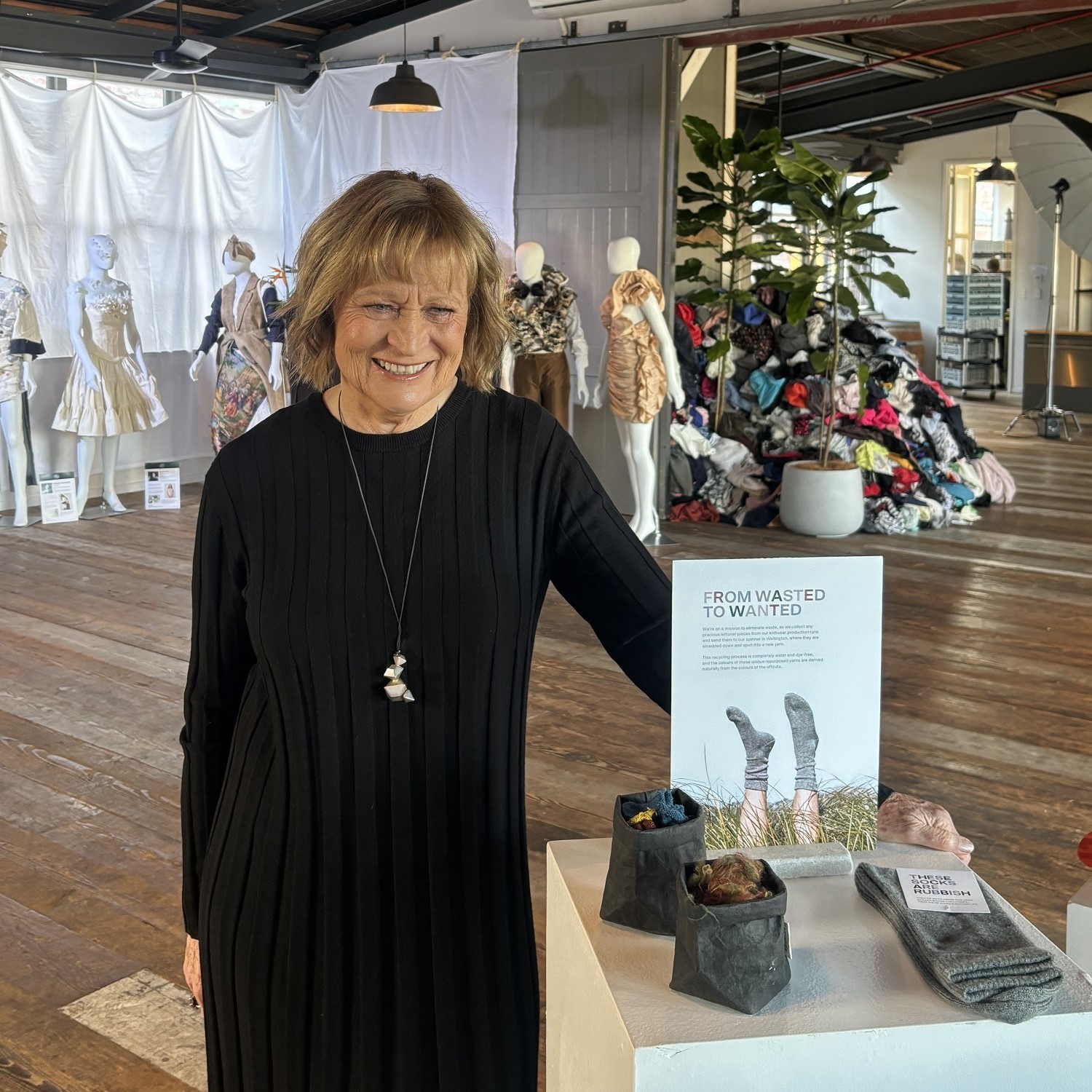 Peri Drysdale from Untouched World, which won the Circular Business Innovation award for its Rubbish Socks. Photo / Radlab 