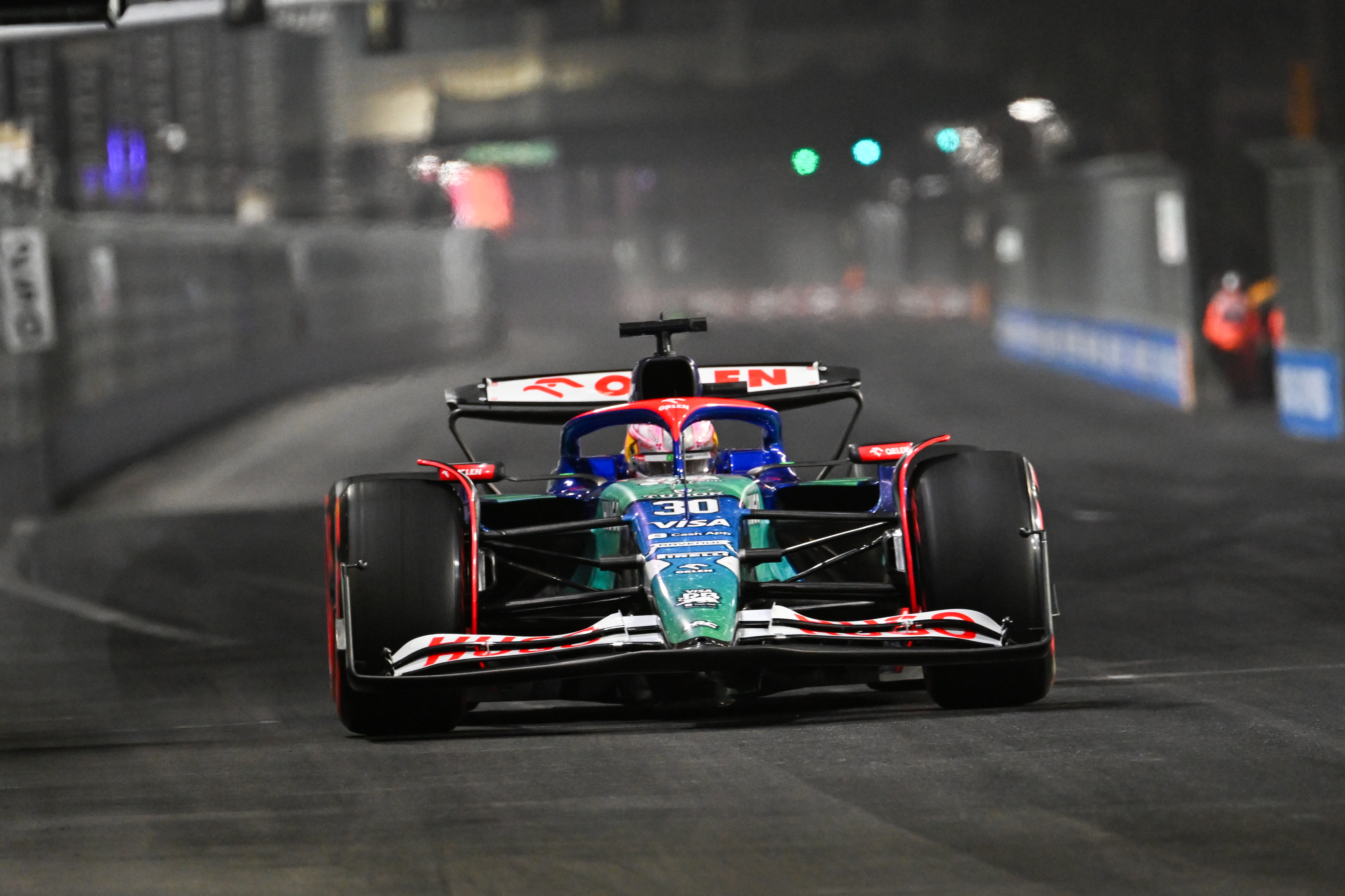 Liam Lawson during practice at the Las Vegas Grand Prix. Photo / Getty Images