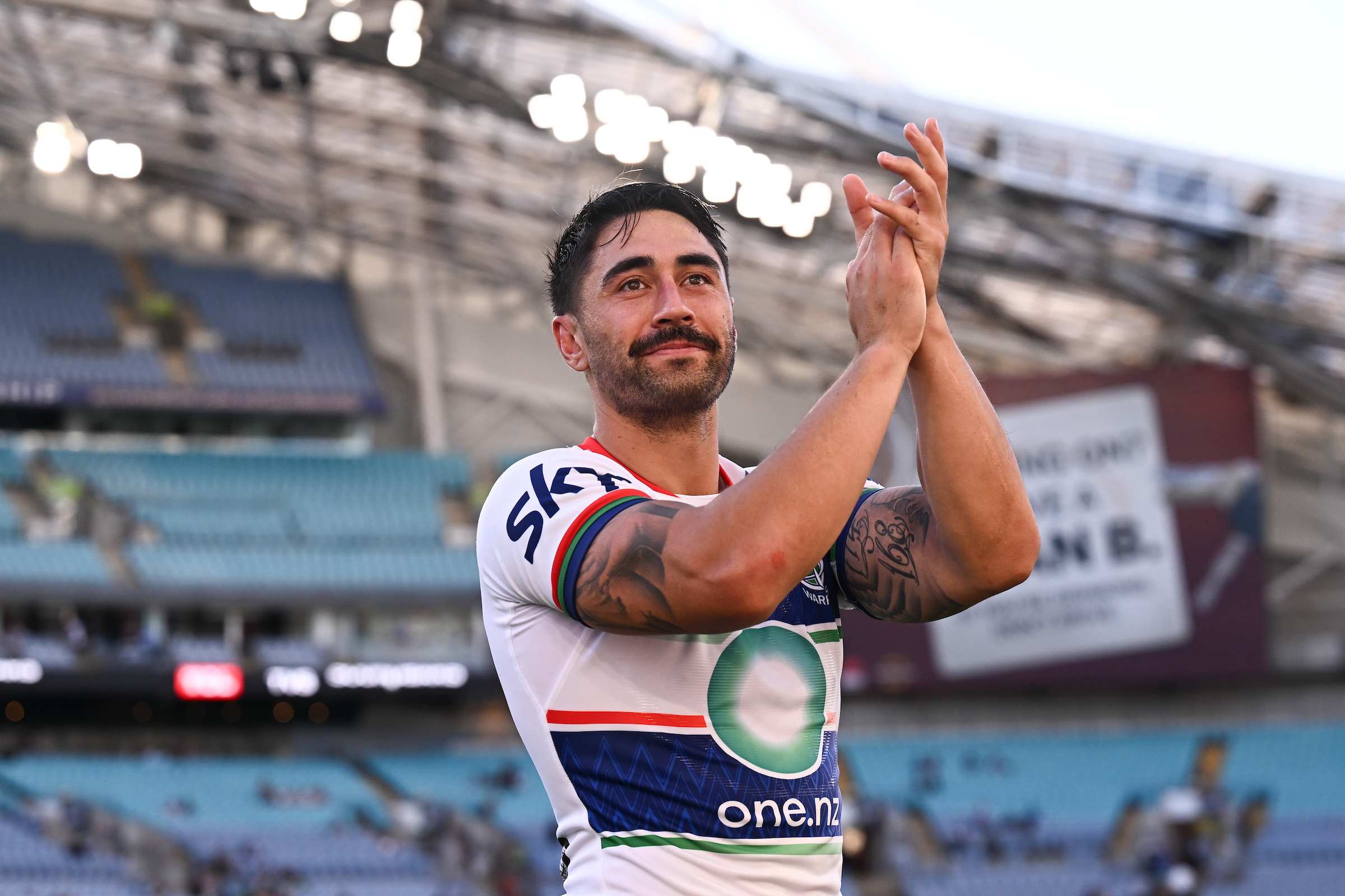 Shaun Johnson celebrates after the Warriors' victory over the South Sydney Rabbitohs. Photo / Photosport