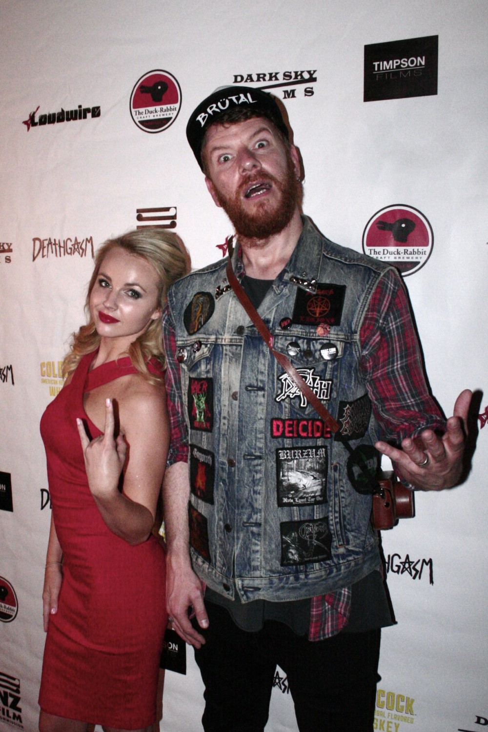Director Jason Lei Howden with actress Kim Crossman at the Deathgasm premiere. Photo / Supplied