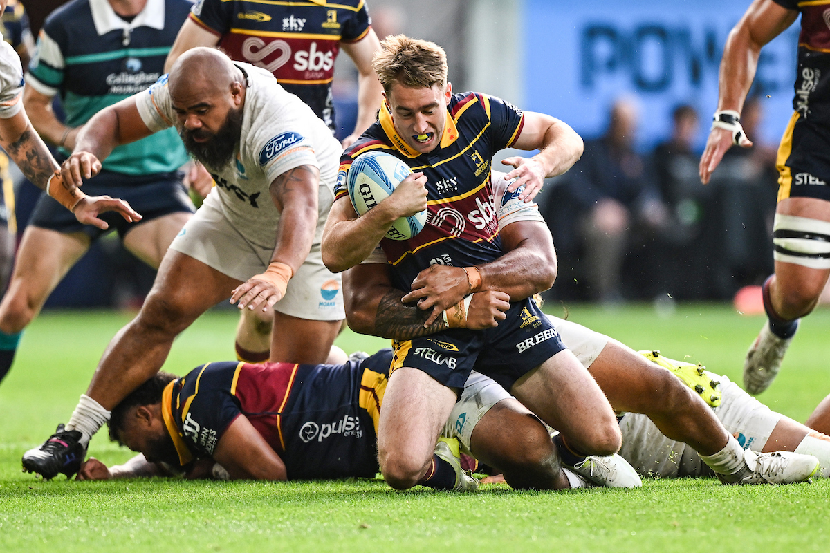 Highlanders first-five Cam Millar against Moana Pasifika in Christchurch. Photo / Photosport