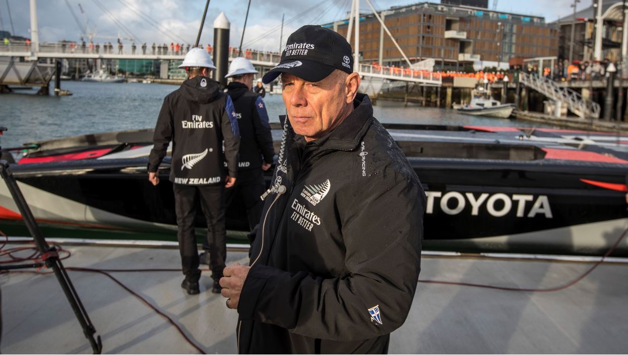 Grant Dalton at the launch of Emirates Team New Zealand AC75 on September 6 2019. Photo / Michael Craig