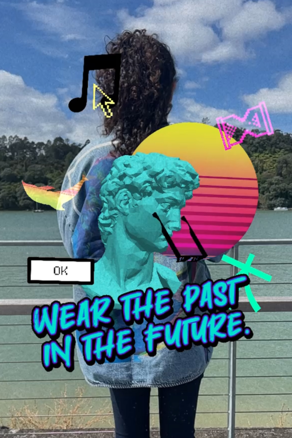 A  second-hand denim jacket that Dylan retrofitted with an Augmented Reality overlay.