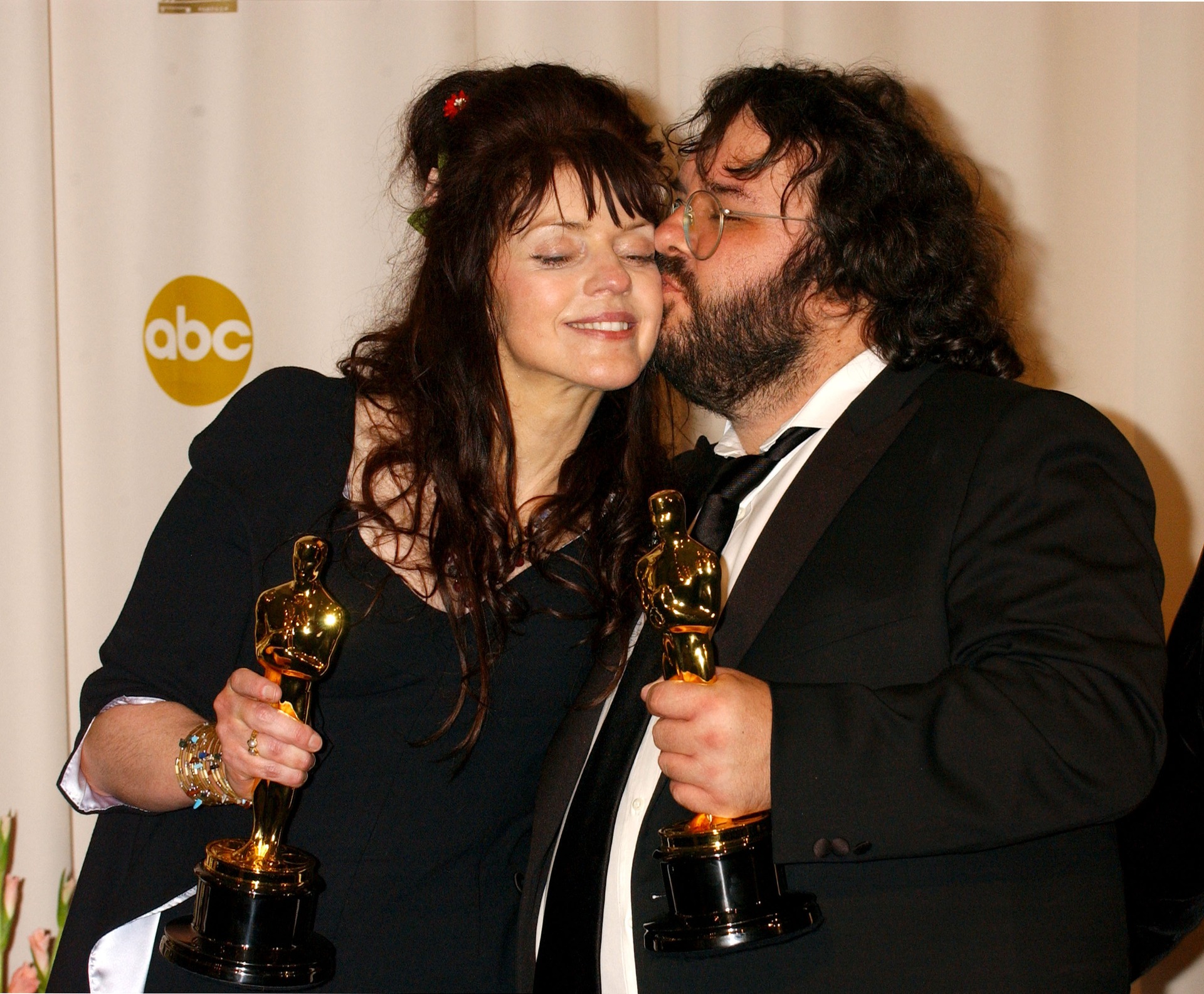 Dame Fran Walsh and Sir Peter Jackson at the Oscars in 2004. In August this year, they donated $2m towards building the planned National Music Centre in Wellington Town Hall. Photo / Albert L. Ortega / Wire image