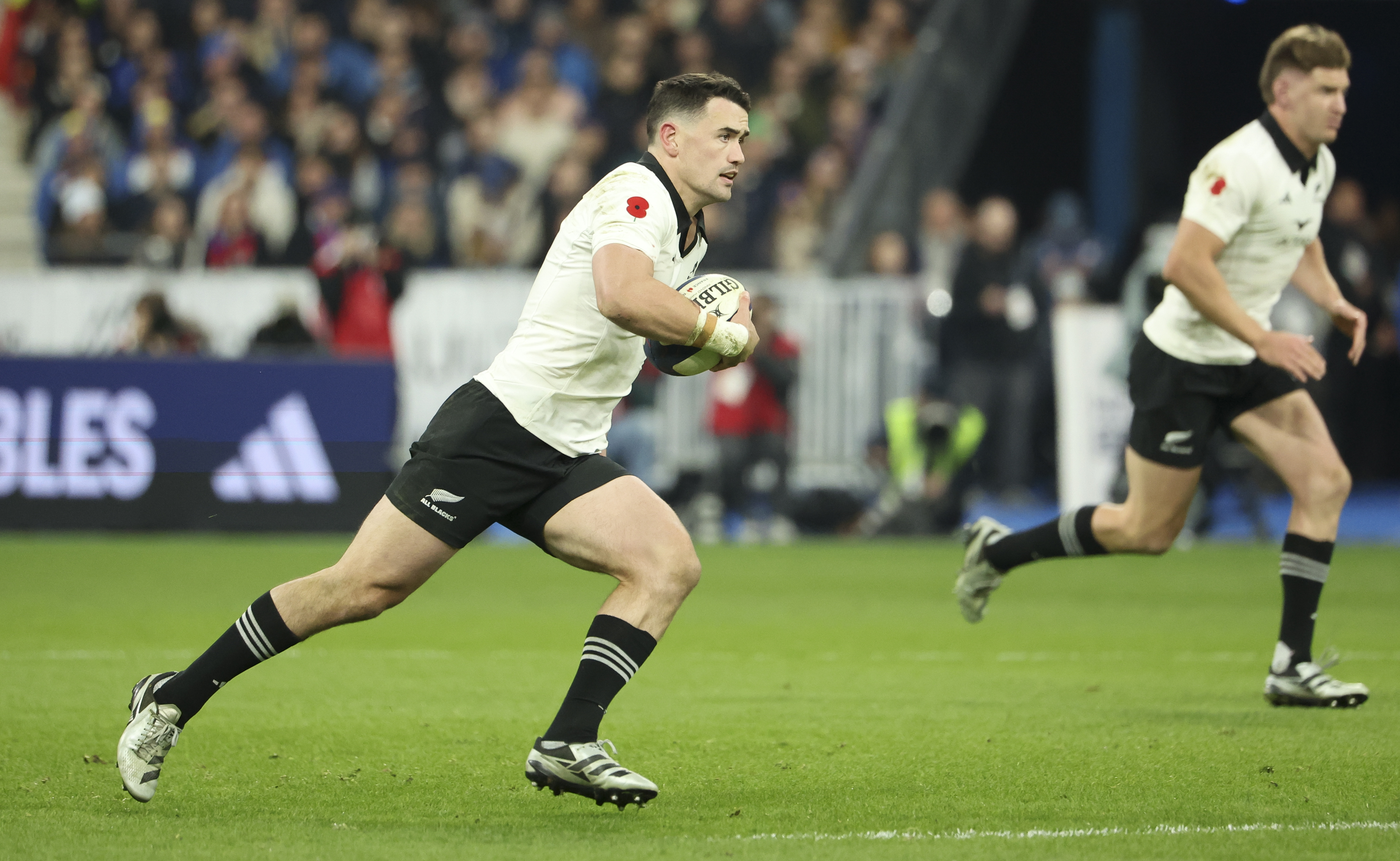 Will Jordan ran the ball back a lot more against France at Stade de France. Photo / Getty Images