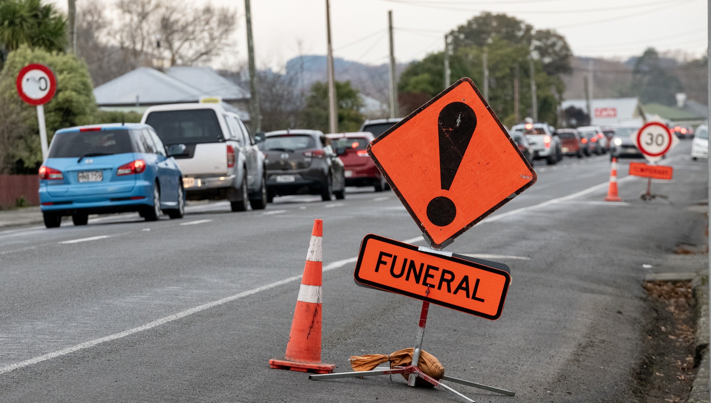 There were warnings of potential traffic delays in Waipawa because of the tangi. Photo / NZME