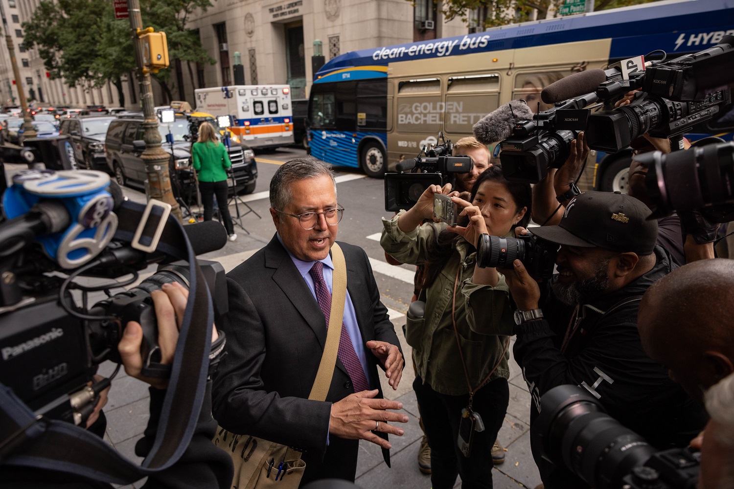 Marc Agnifilo, attorney for Sean Combs, speaks to members of the media while arriving at court in New York on Tuesday, Sep. 17, 2024. Photo / Getty Images