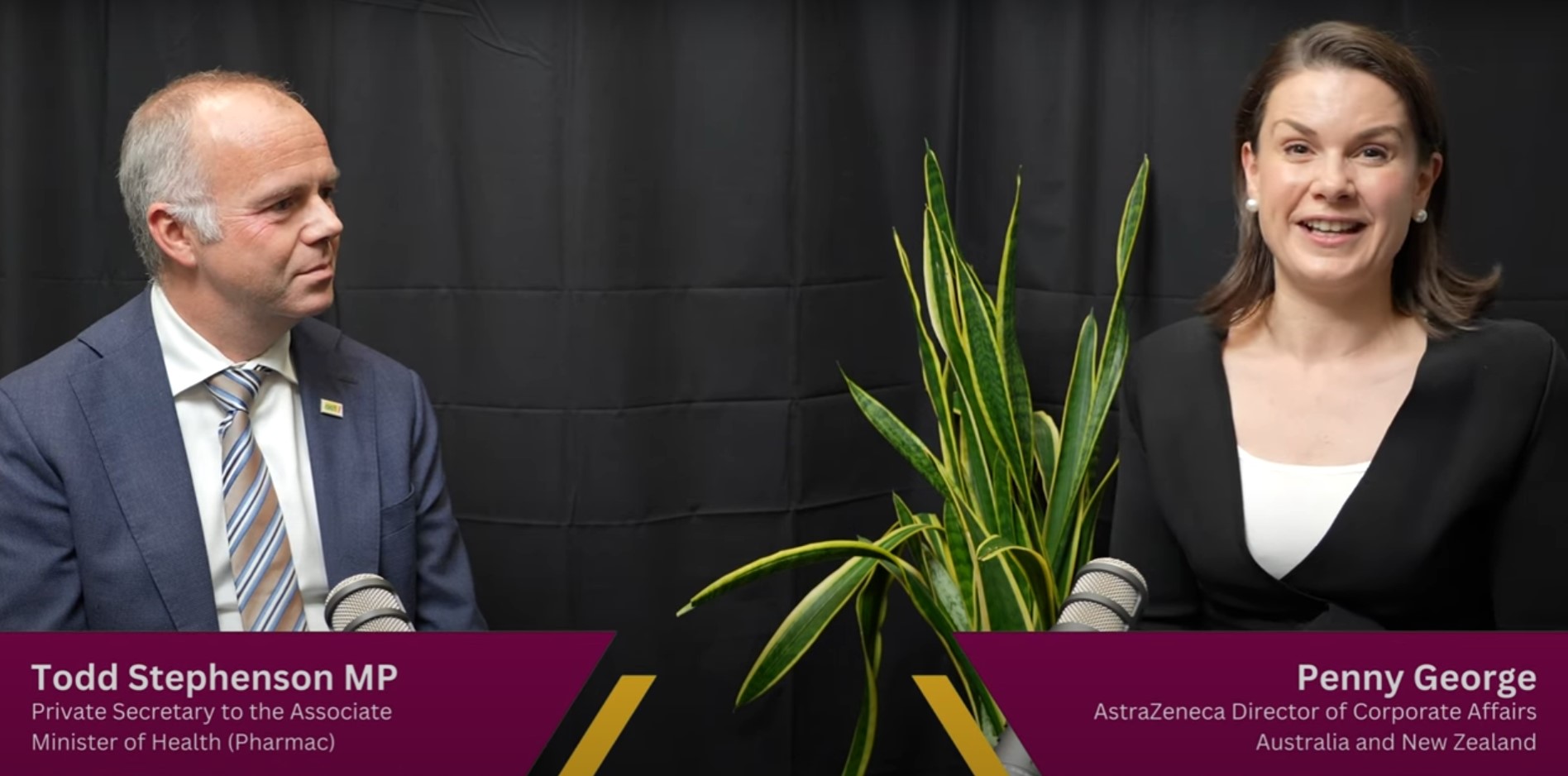 Parliamentary Private Secretary Todd Stephenson and Penny George from AstraZeneca.
