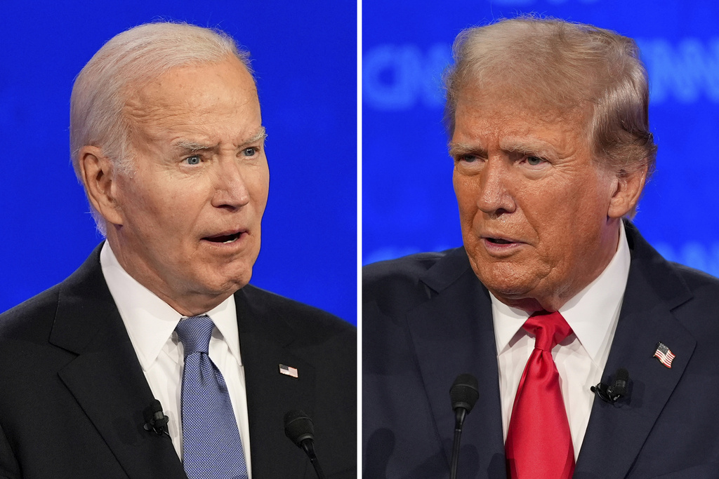 This combination of photos shows US President Joe Biden and Republican presidential candidate, former President Donald Trump, during a presidential debate hosted by CNN yesterday in Atlanta. Photo / AP