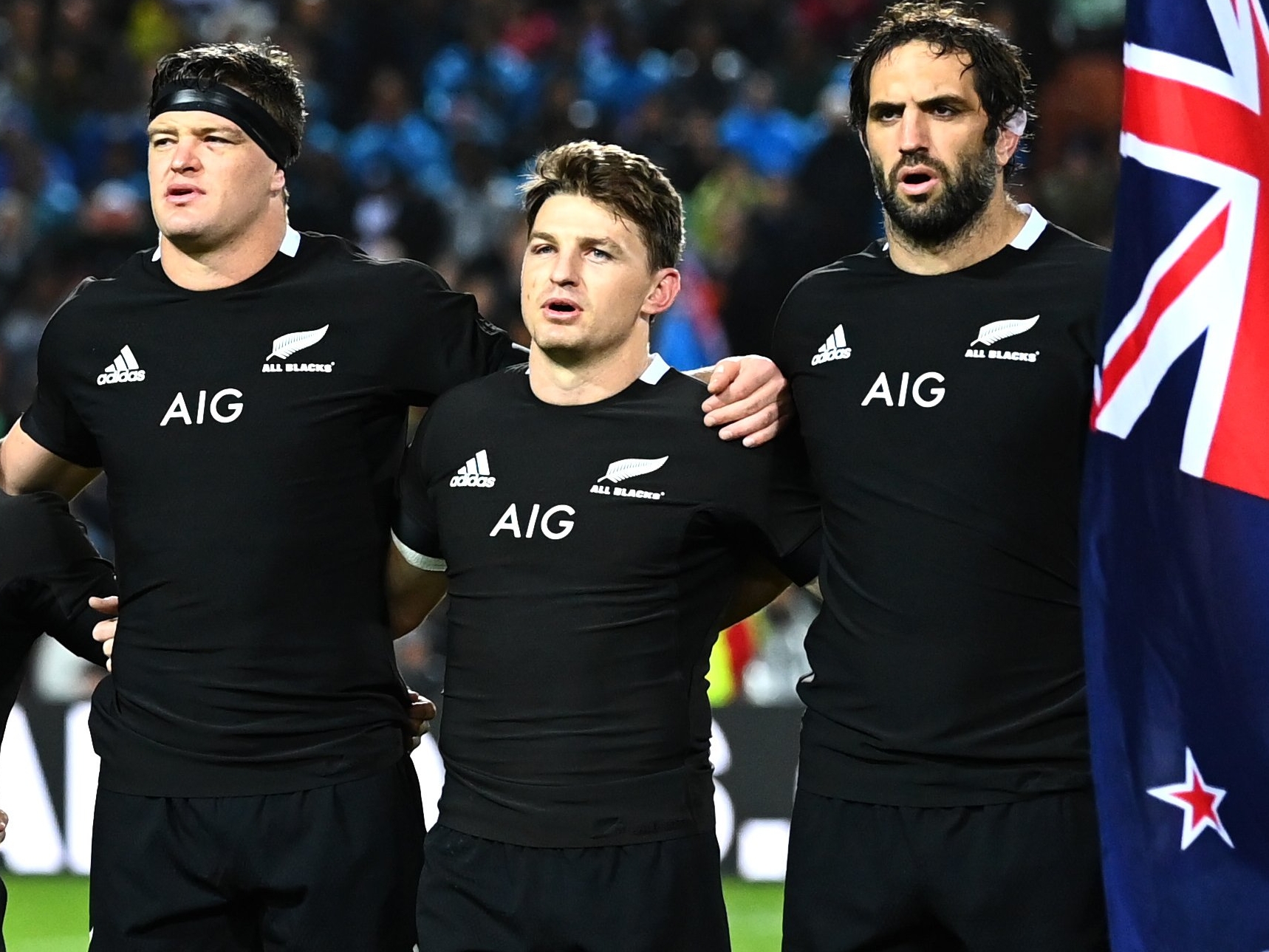 Sam Whitelock (right), played 153 tests for the All Blacks including two World Cup titles. Photo / Getty Images