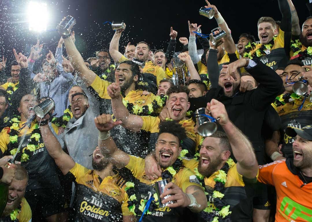 The Hurricanes celebrate their maiden Super Rugby title. Photo / Mark Mitchell