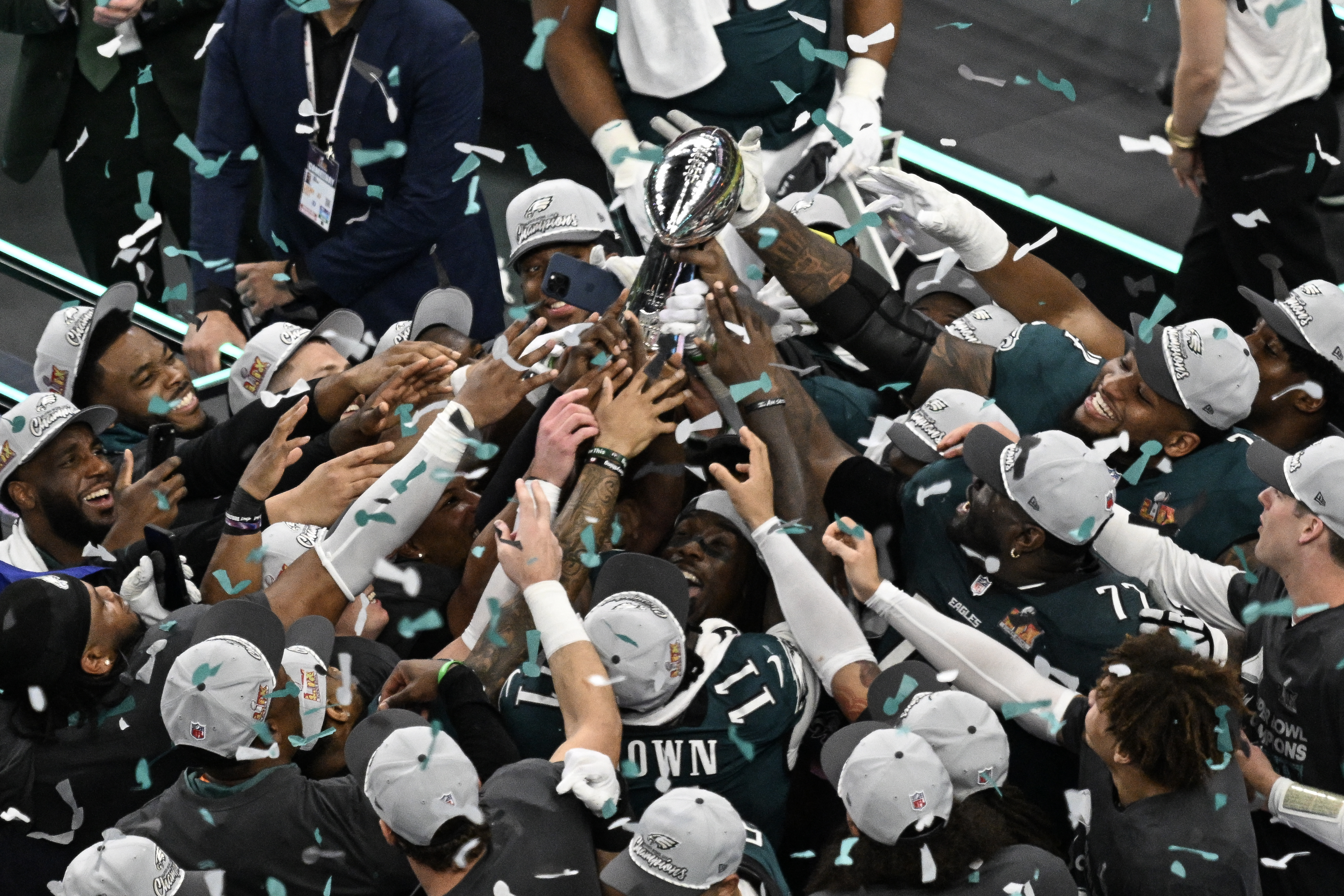 The Philadelphia Eagles celebrate winning Super Bowl LIX. Photo / AFP