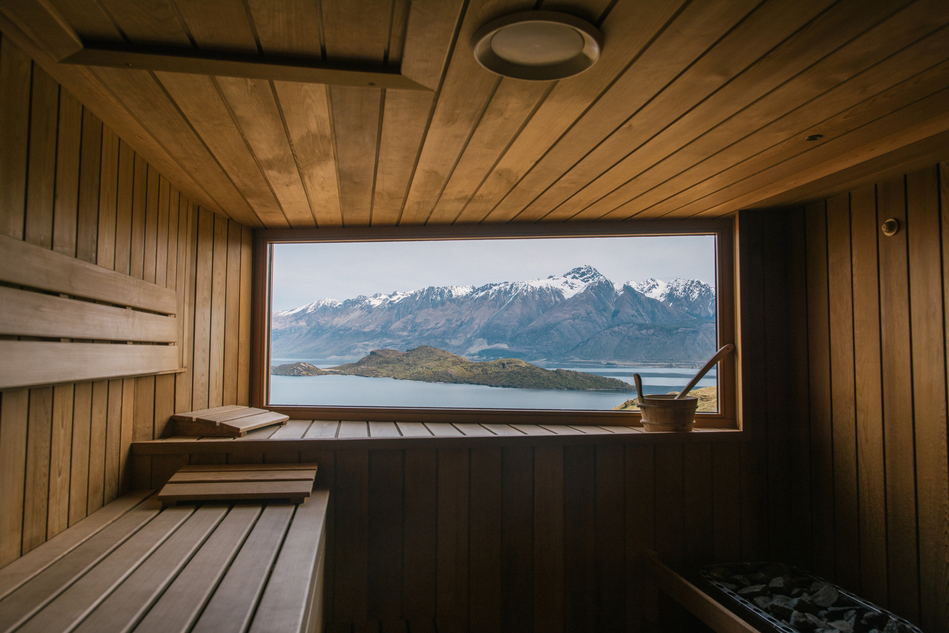 The sauna at Aro Ha in Queenstown. Photo / Supplied