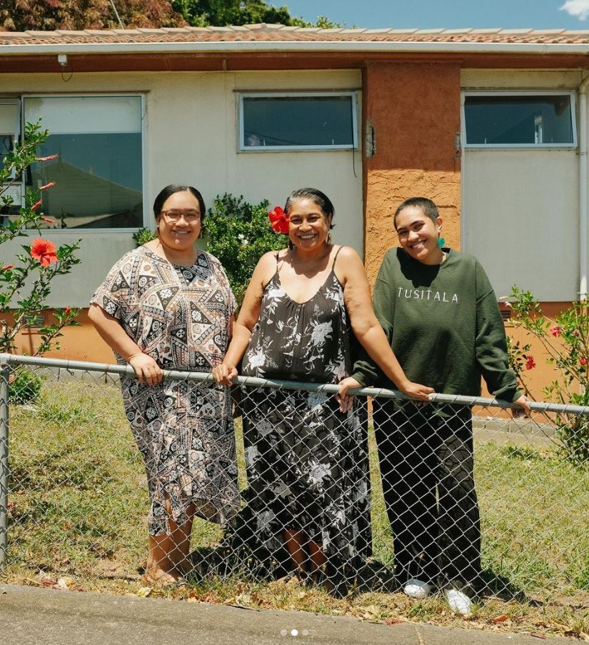 L-R: Mevia Faletoese, Moevasa Leali'ifano and Selu-Kian Leali'ifano-Faletoese are featured in the doco-series. Photo / Still Here