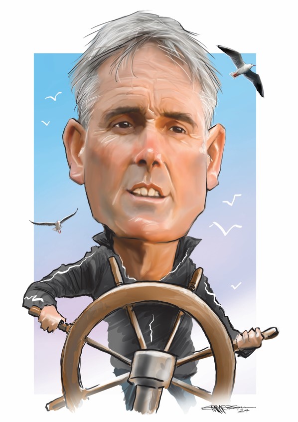 Sir Russell Coutts, as depicted by Rod Emmerson.