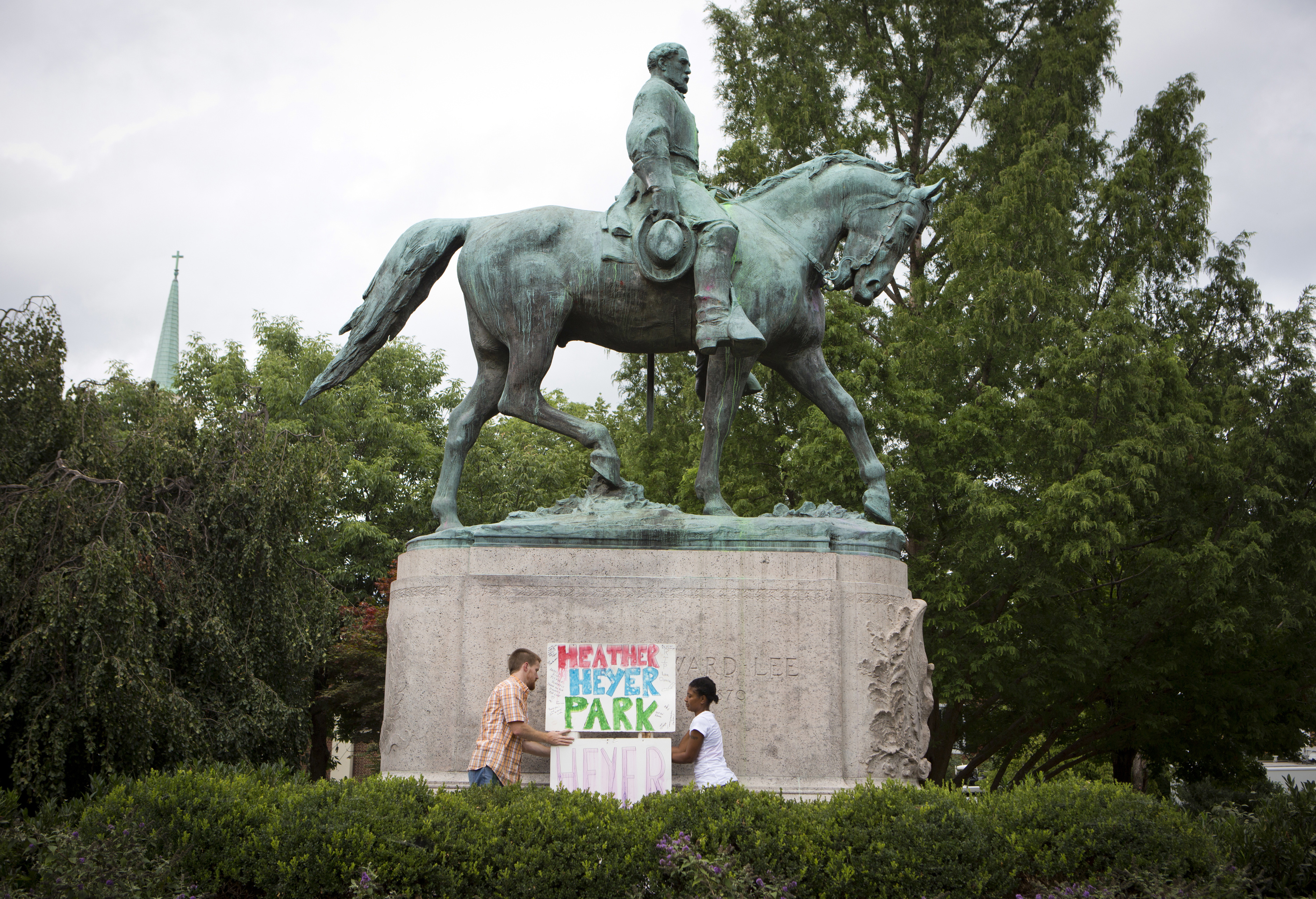 The Confederate general Robert E. Lee monument in Emancipation Park, Charlottesville, Virginia. Photo / AP