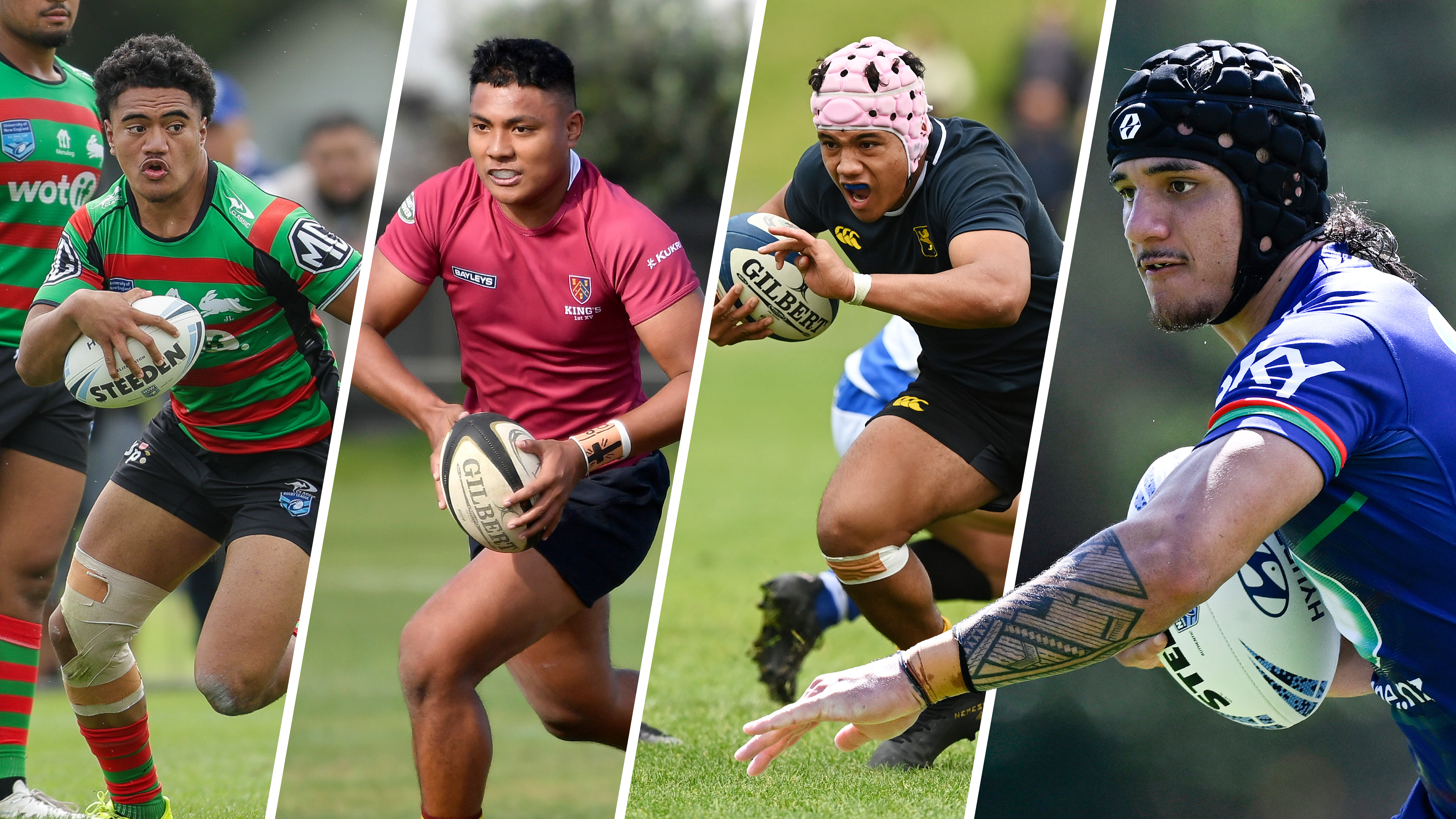 Dean Tauaa, Francis Manuleleua, John Fineanganofo and Caelys-Paul Putoko are among the New Zealand-born player who could make their NRL debuts in 2026. Photos / Photosport

 