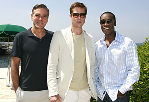 Cast members George Clooney (L), Brad Pitt (C) and Don Cheadle in Cannes, France. Photo / Reuters