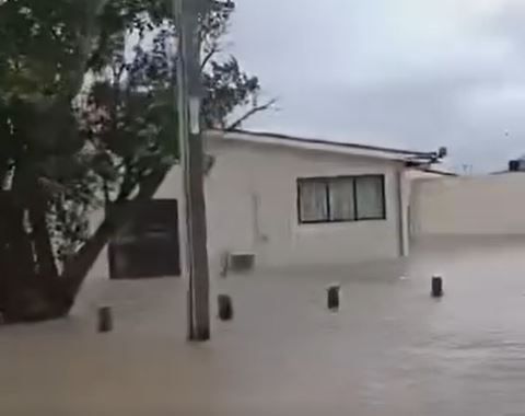 Flooding in Nūhaka on Wednesday morning. Photo / Martenga Hapi