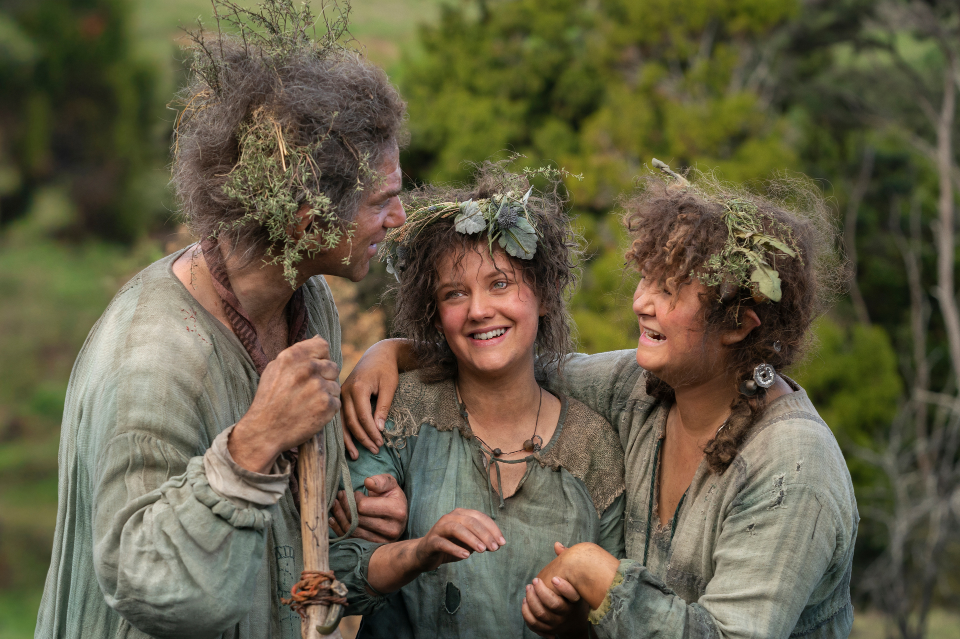 Markella Kavenagh (center) as Nori Brandyfoot in The Lord of the Rings: The Rings of Power, coming to Amazon Prime Video.