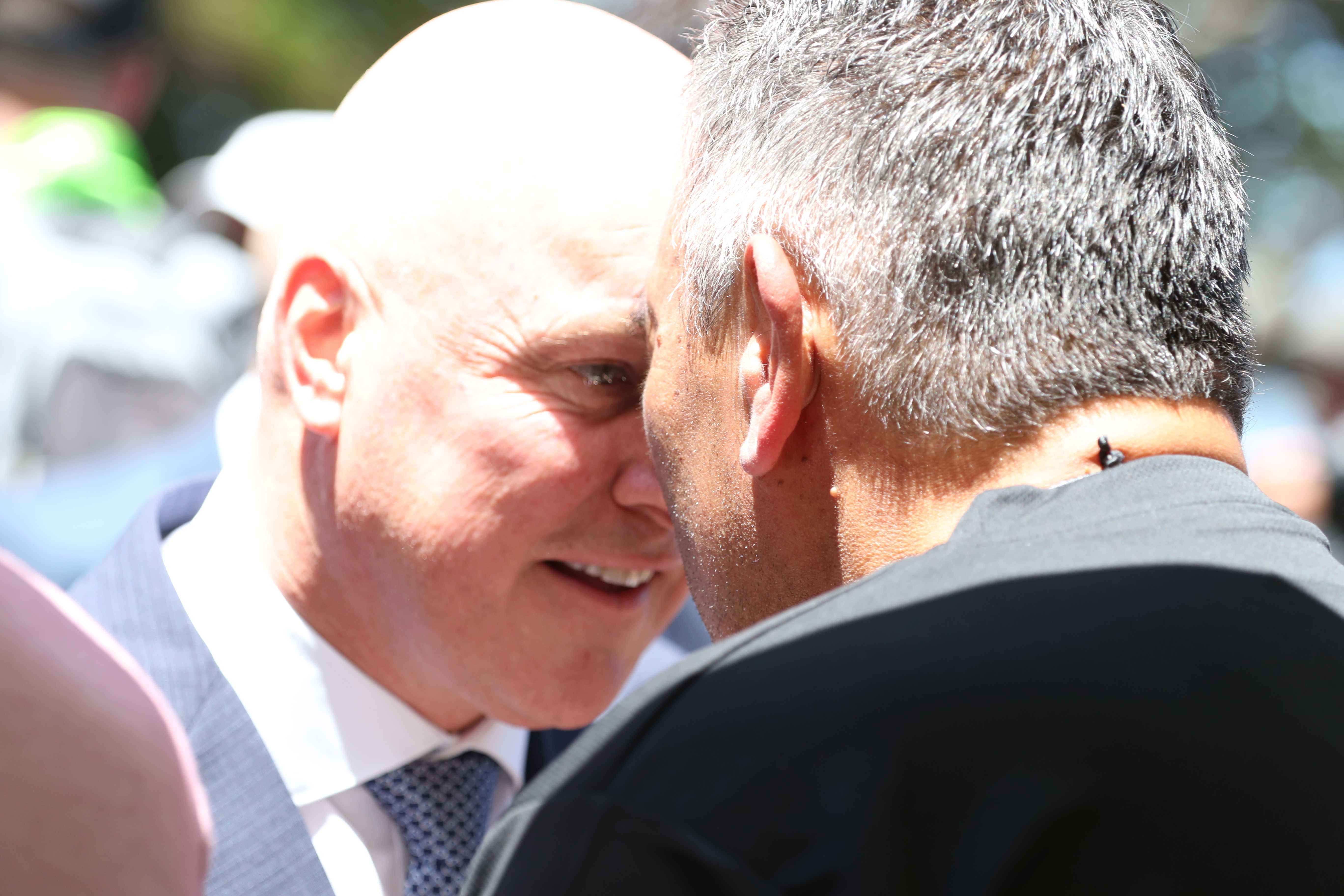 Prime Minister Christopher Luxon in a hongi with former MP and activist Hone Harawira on Waitangi Treaty Grounds - is this the start of a new relationship between government and Māori? Photo / Michael Cunningham