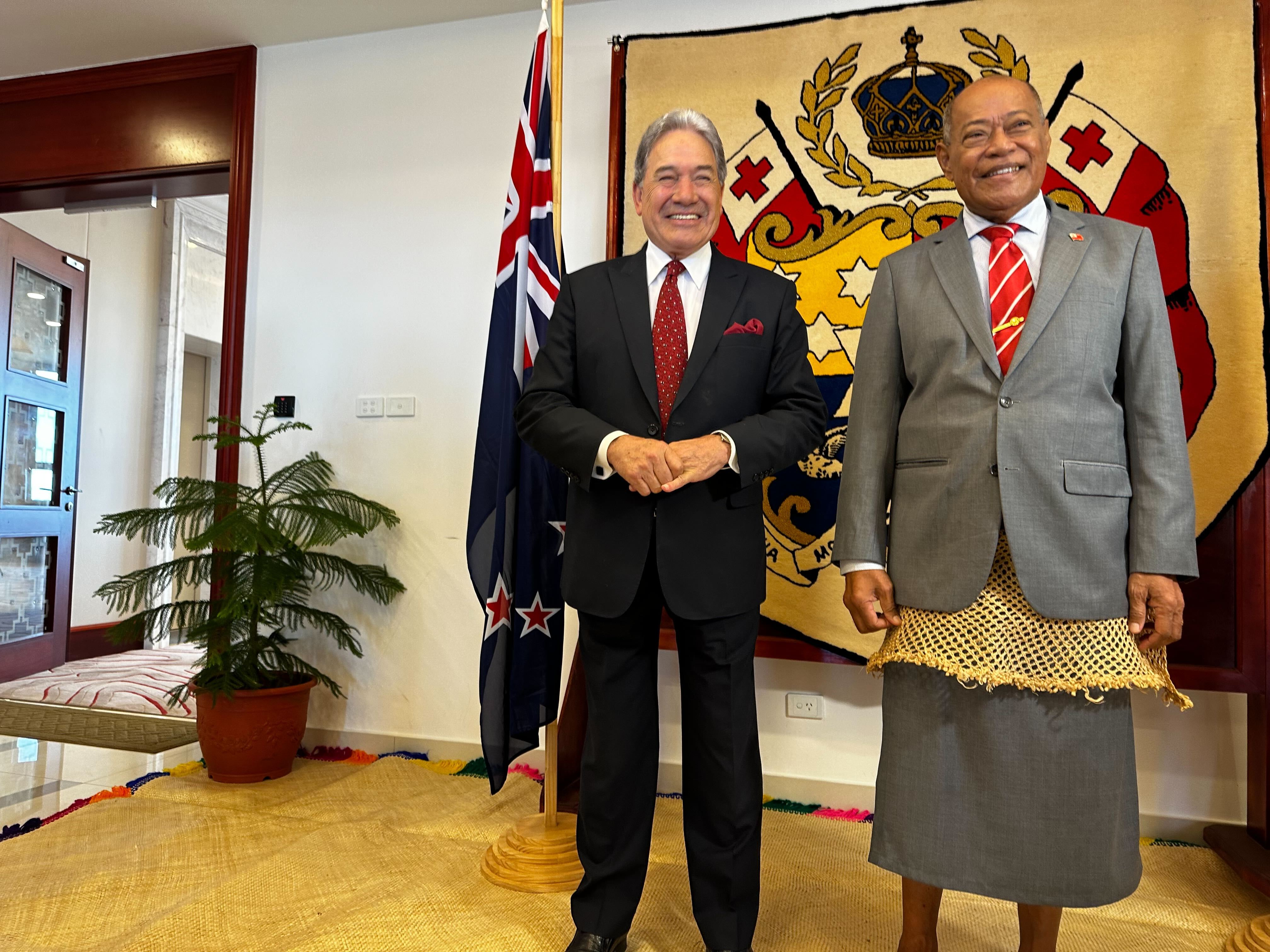Deputy PM Winston Peters and Tonga's Deputy PM Samiu Vaipulu. Photo / Grace Tinetali-Fiavaai