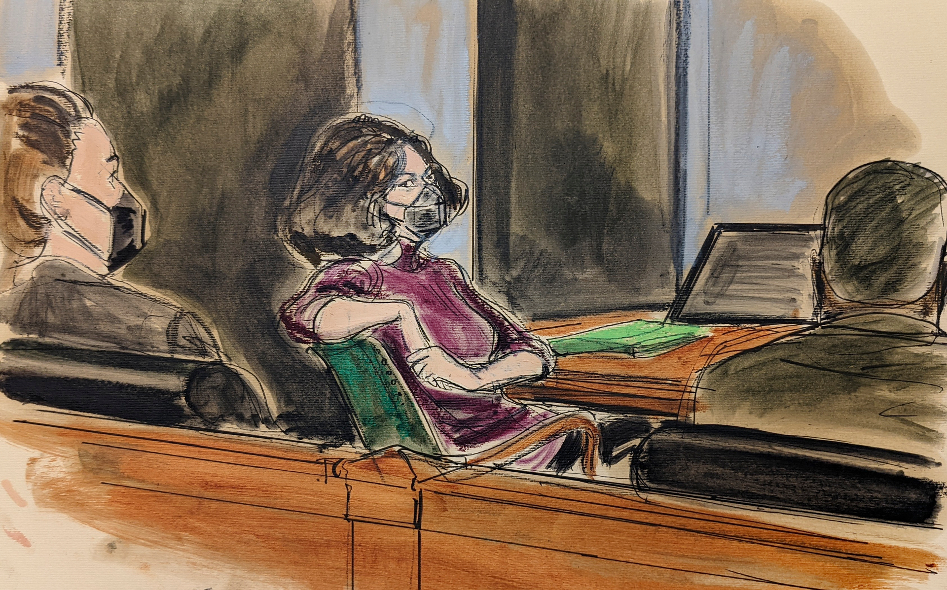 Ghislaine Maxwell sits in the courtroom during a discussion about a note from the jury, during her sex trafficking trial. Photo / AP