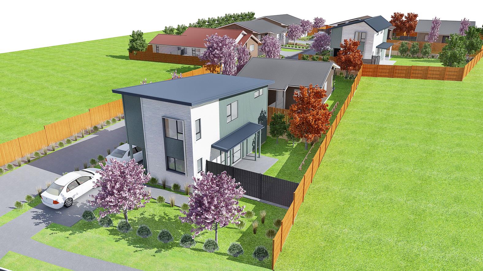 An artist's impression of the new homes on Roger St.