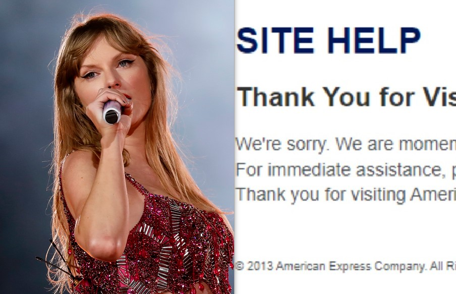 Taylor Swift fans appear to have caused site outages as they attempt to secure pre-sale tickets on the American Express Australia website. Photo / Getty Images, Twitter