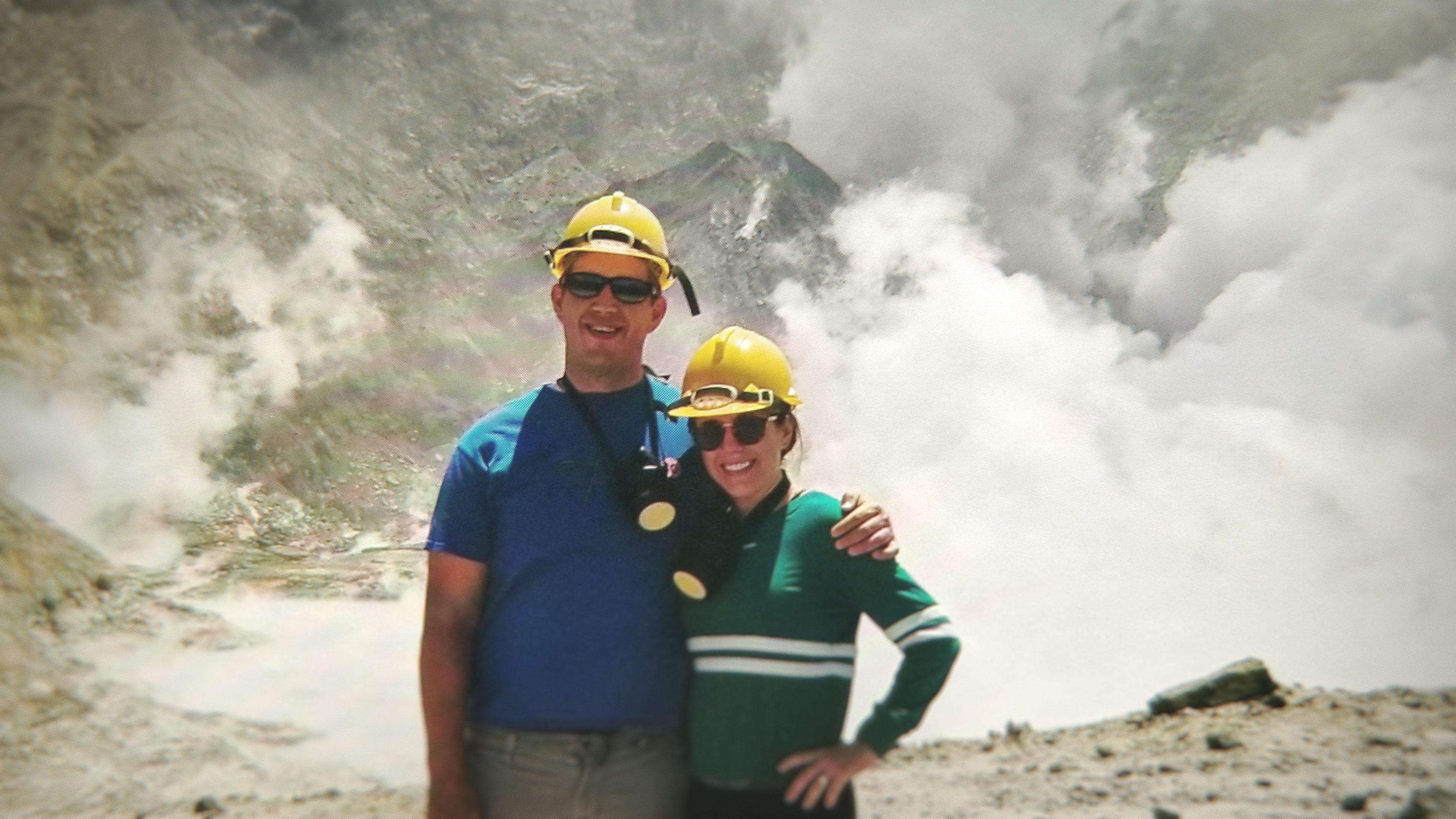 Matt Urey and Lauren Urey, who were on their honeymoon, pictured near the crater. Photo / Supplied