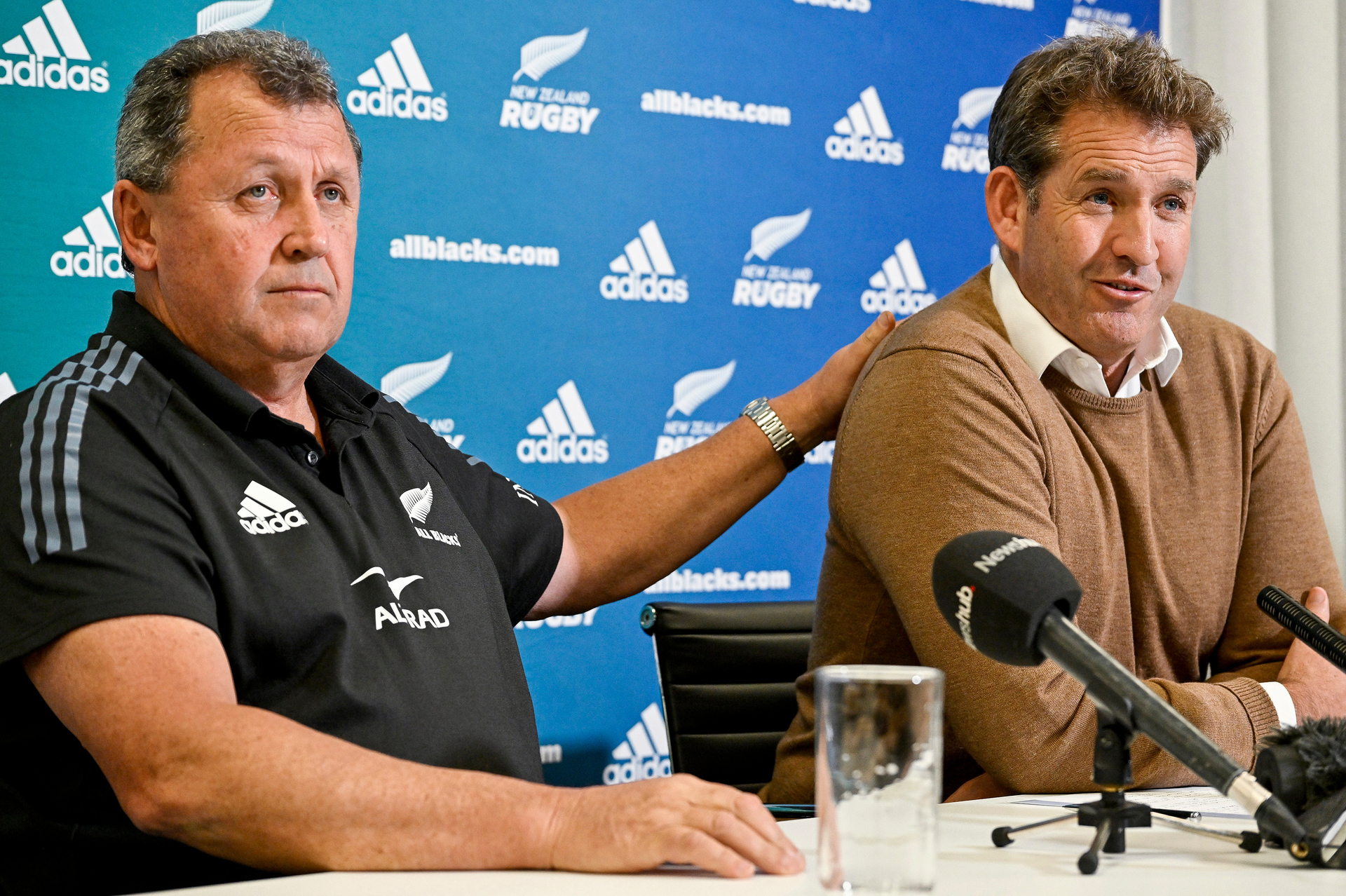 All Blacks head coach Ian Foster and NZ Rugby CEO Mark Robinson. Photo / Photosport