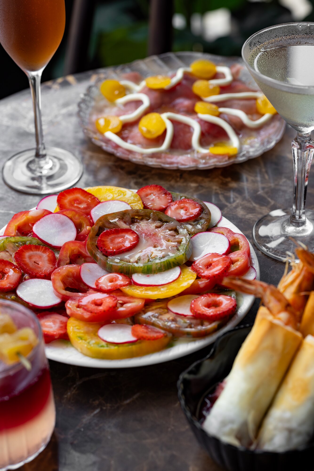 Heirloom tomatoes, suglaw and lumpia from Bar Magda. Photo / Babiche Martens