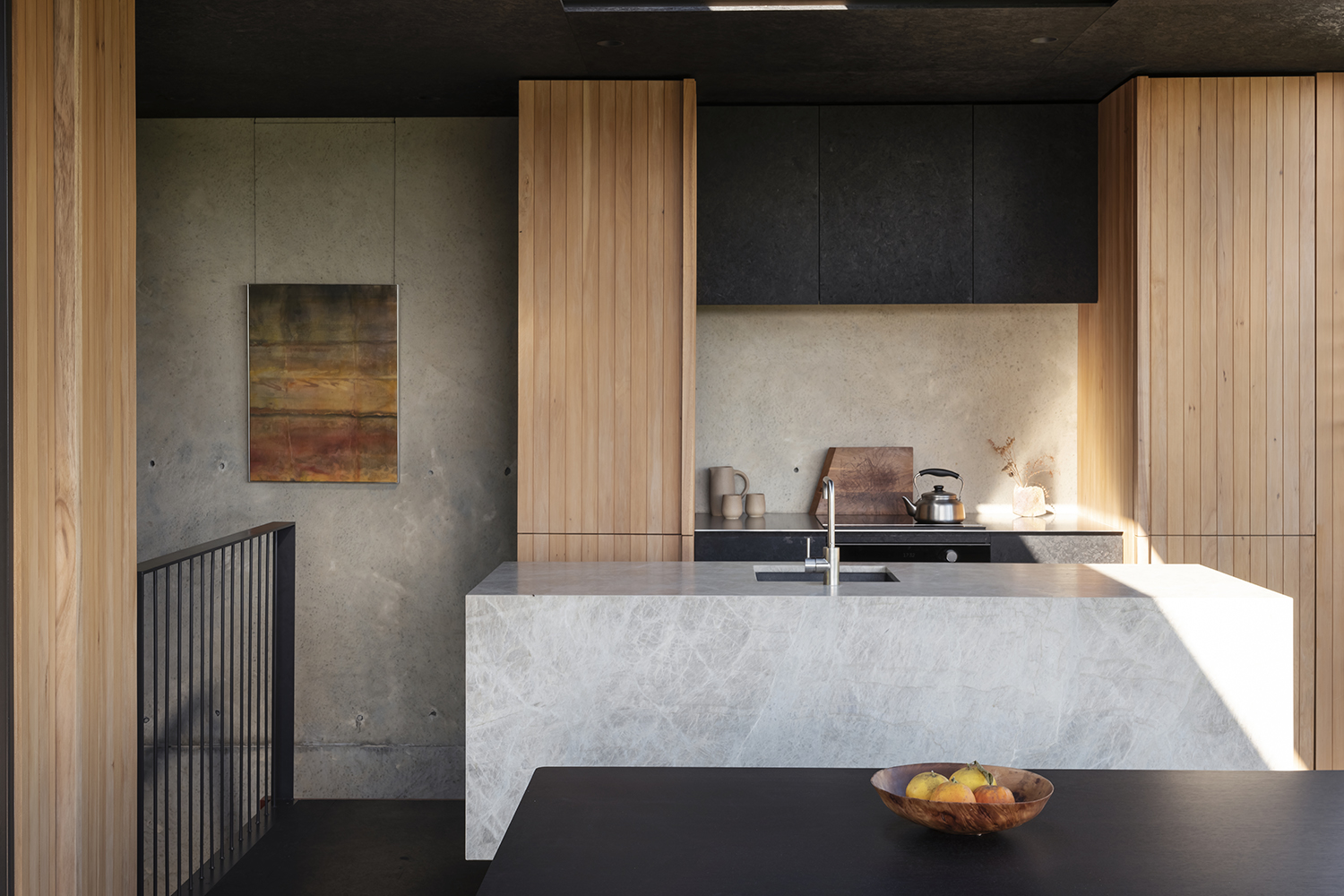 The kitchen in designer Oli Booth's home. Photo / Sam Hartnett