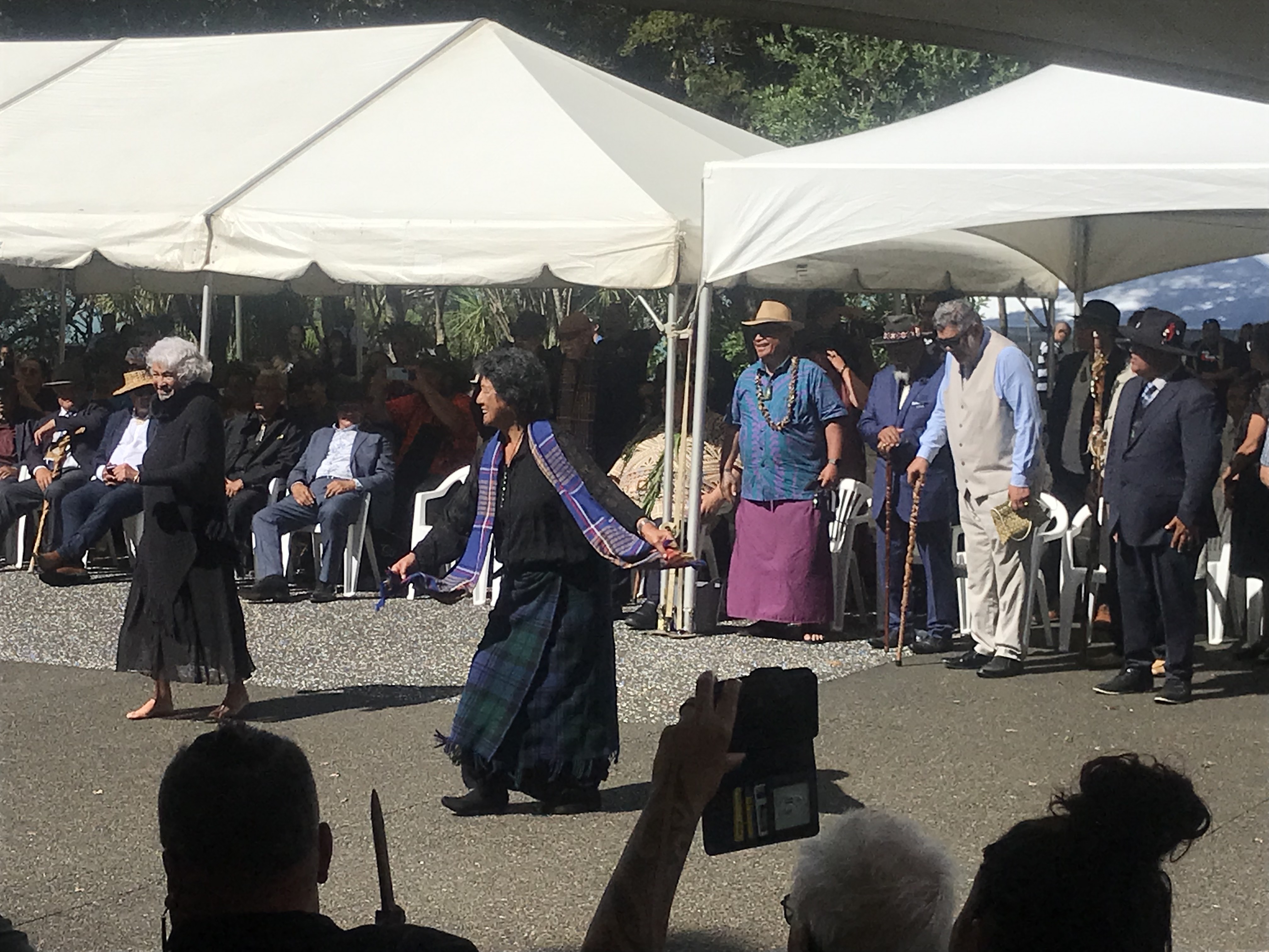 Kuia from Tainui perform a kopikopi, or dance on the marae, at the Waitangi Treaty Grounds, February 4, 2025. Photo / Simon Wilson