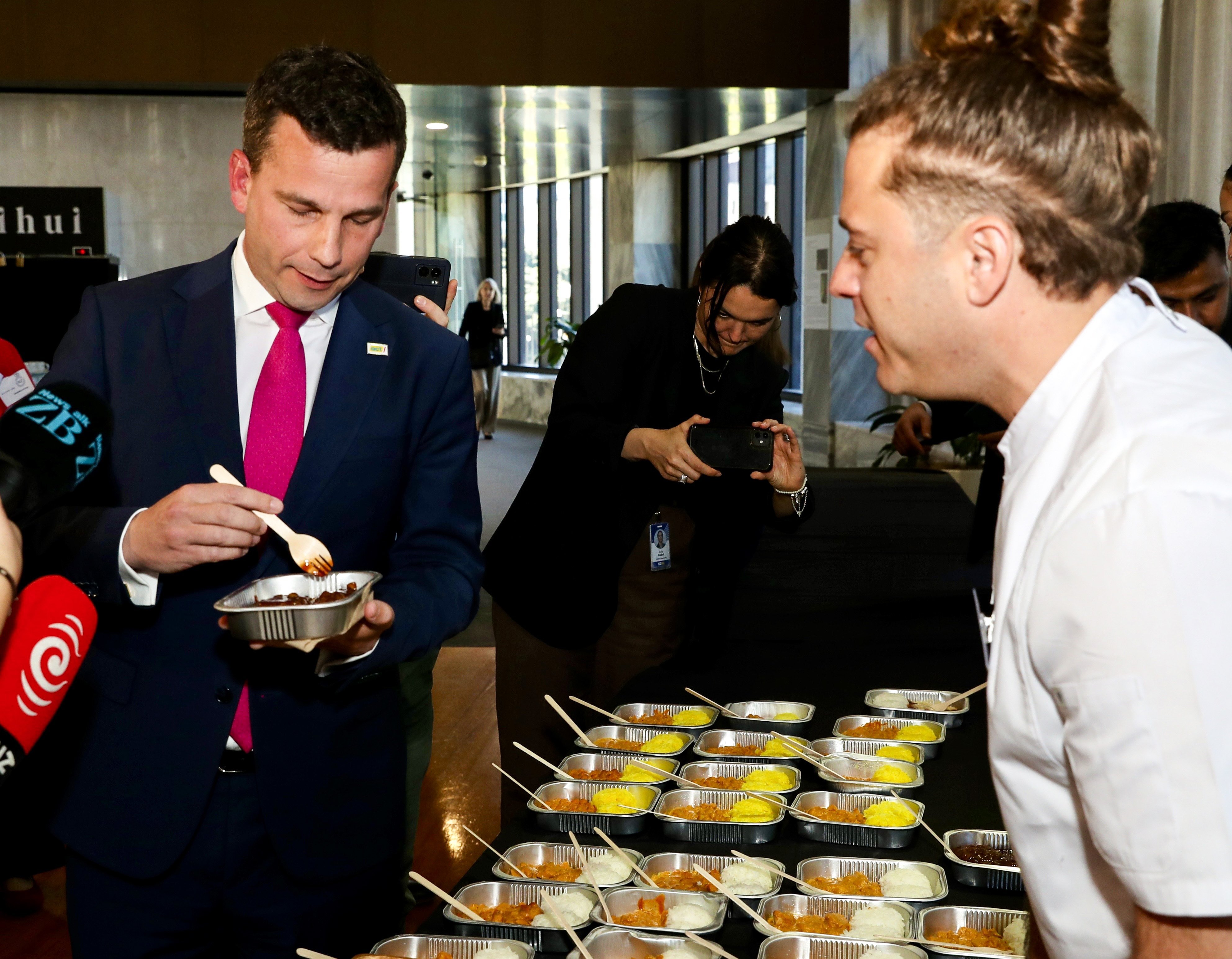 Associate Education Minister David Seymour samples the new school lunch programme menu last year. Photo / Mark Mitchell