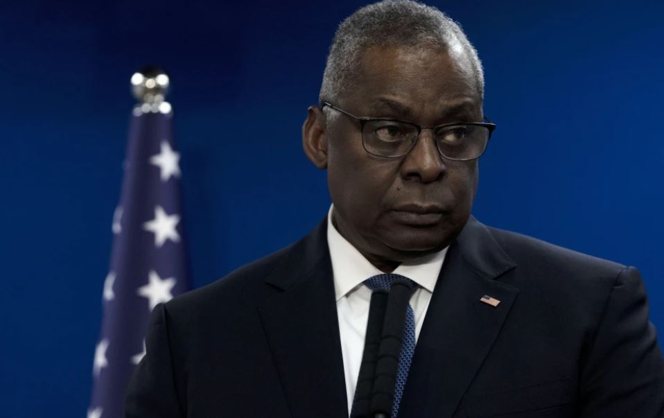 U.S. Secretary of Defense Lloyd Austin makes a joint statement with Israel Minister of Defense Yoav Gallant, after their meeting about Israel’s military operation in Gaza, in Tel Aviv, Israel, Monday, Dec. 18, 2023. (AP photo/ Maya Alleruzzo)