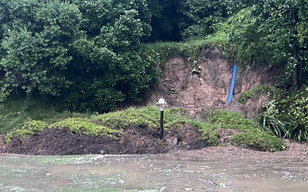The woman captured this photo of a slip at the campsite at 6.15am on Thursday morning.